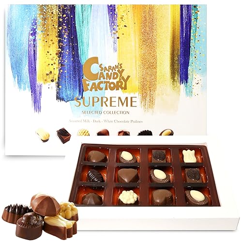 Caja de regalo de chocolate, surtido gourmet premium, leche, bombones de chocolate negro y blanco, gran regalo para el día de la madre, 5.07 onzas