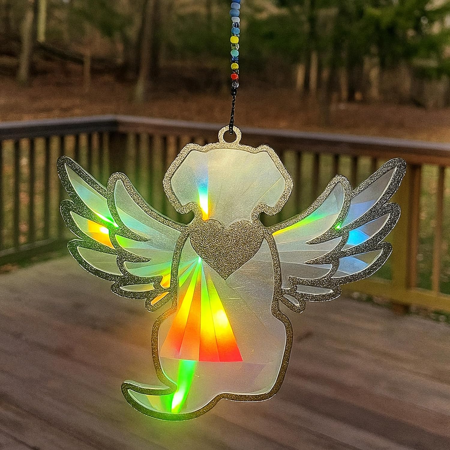 Dog Loss Sympathy Gift with Card, Memorial Gifts for Loss of Dog, Angel Pet Memorial Suncatcher, Rainbow Bridge for Loss - Winged Dog Shape - Image 8