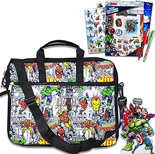 Marvel Tablet Case Avengers School Supplies Bundle ~ Marvel Messenger Bag With Avengers Stickers And Activity Set (Marvel Sling Bag | Marvel Travel Bag)
