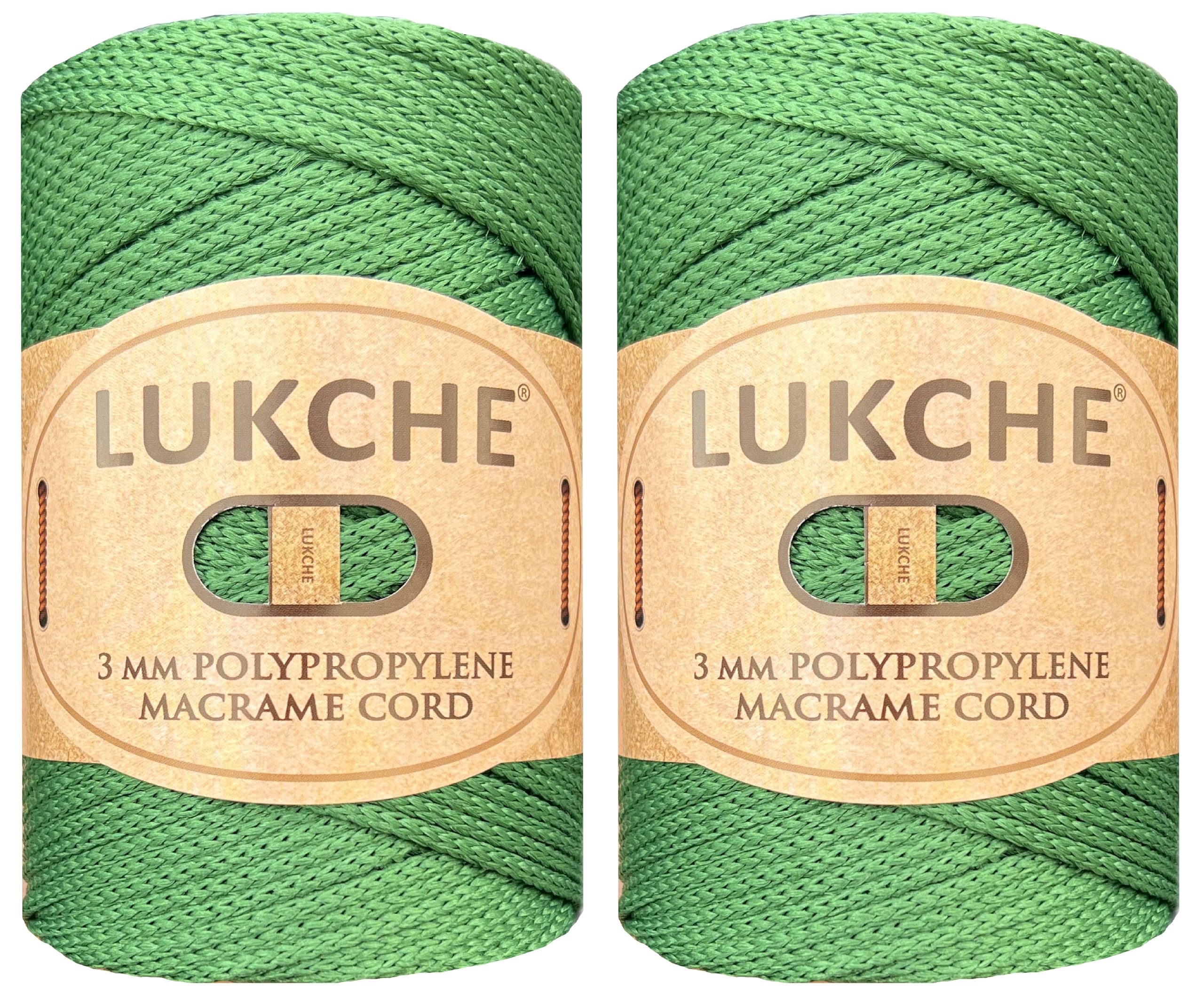 Cordon pour macramé en polyester vert 3mm lot de 2 x 137m pour tapis