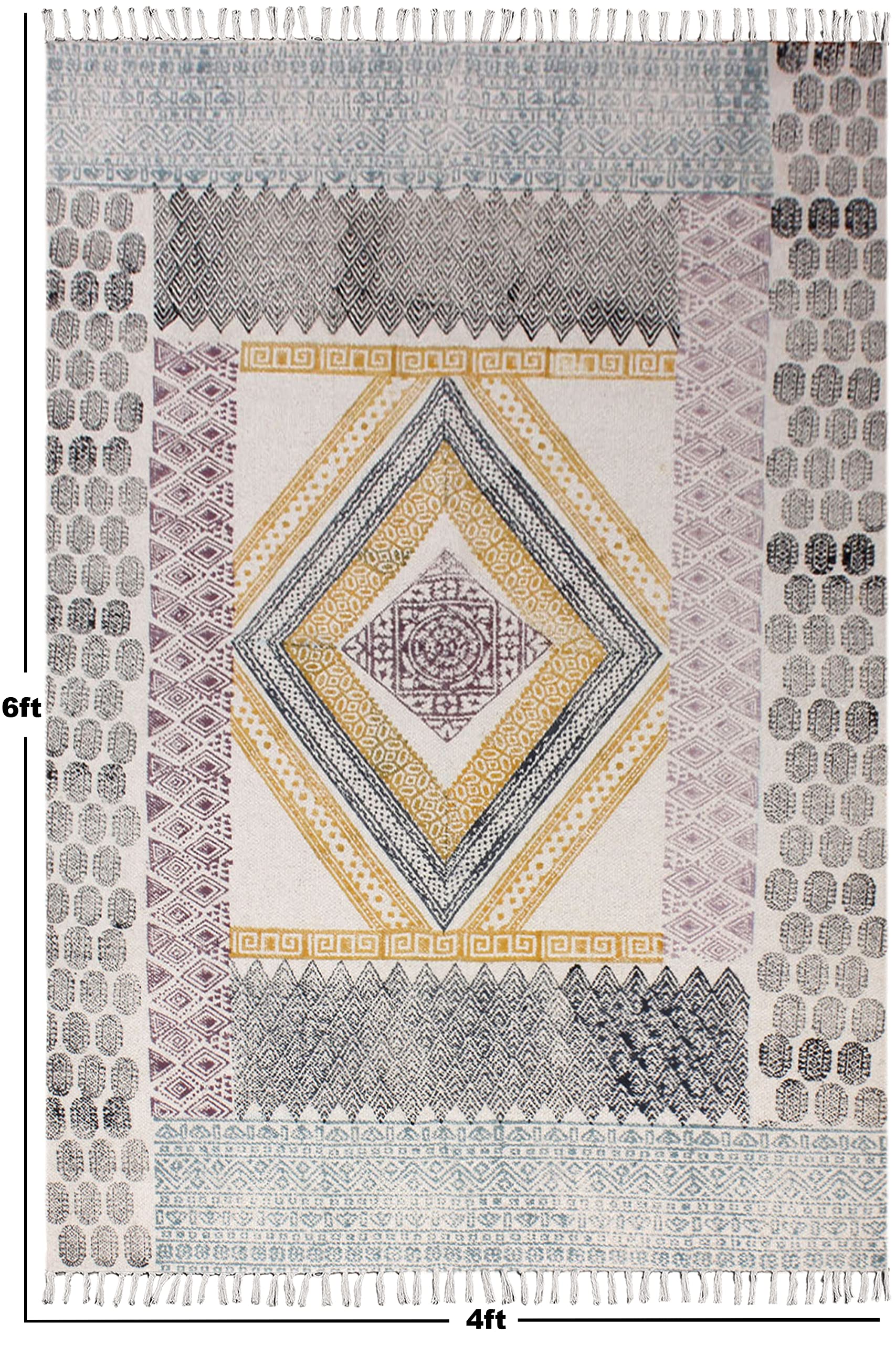Kelim-Läufer, 2,6 x 24 cm, Baumwollläufer, gelb und schwarz, leicht zu waschen, für den Innenbereich, 0,19 Zoll, Boho-Läufer, Flachgewebe-Läufer, Teppiche für den Kücheneingang