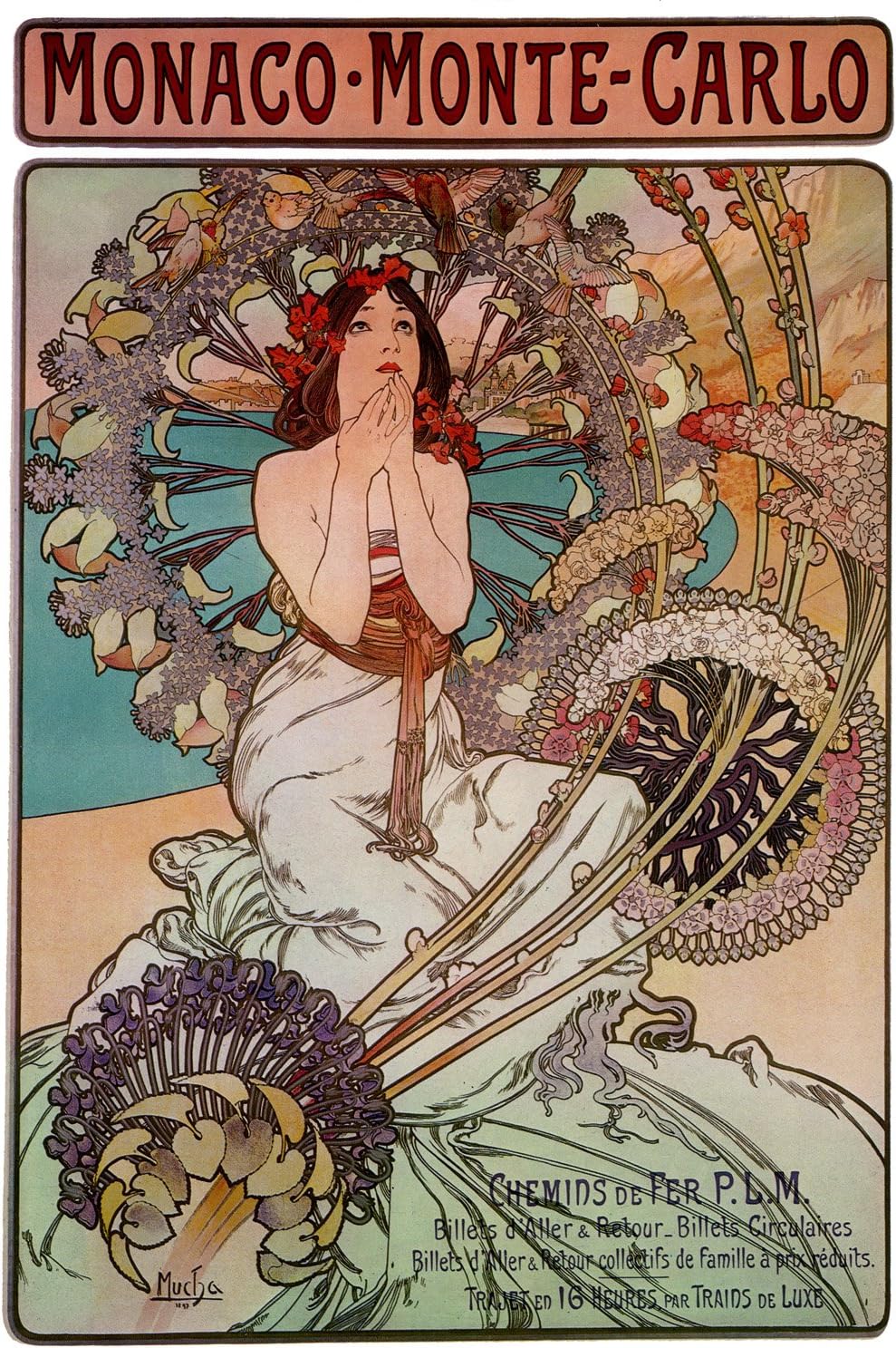 Amazon Com Monaco Monte Carlo Vintage Alphonse Mucha French Travel Poster Reproduction 24 X 36 Posters Prints