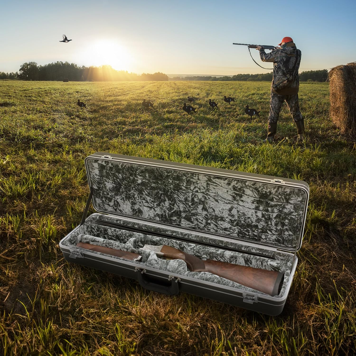 SKB Cases 2SKB-3209B Break-Down Shotgun Hard Case, HDPE Plastic Gun Storage Case with Foam Interior and Die-Cast Zinc Locks, 30" Barrel Capacity