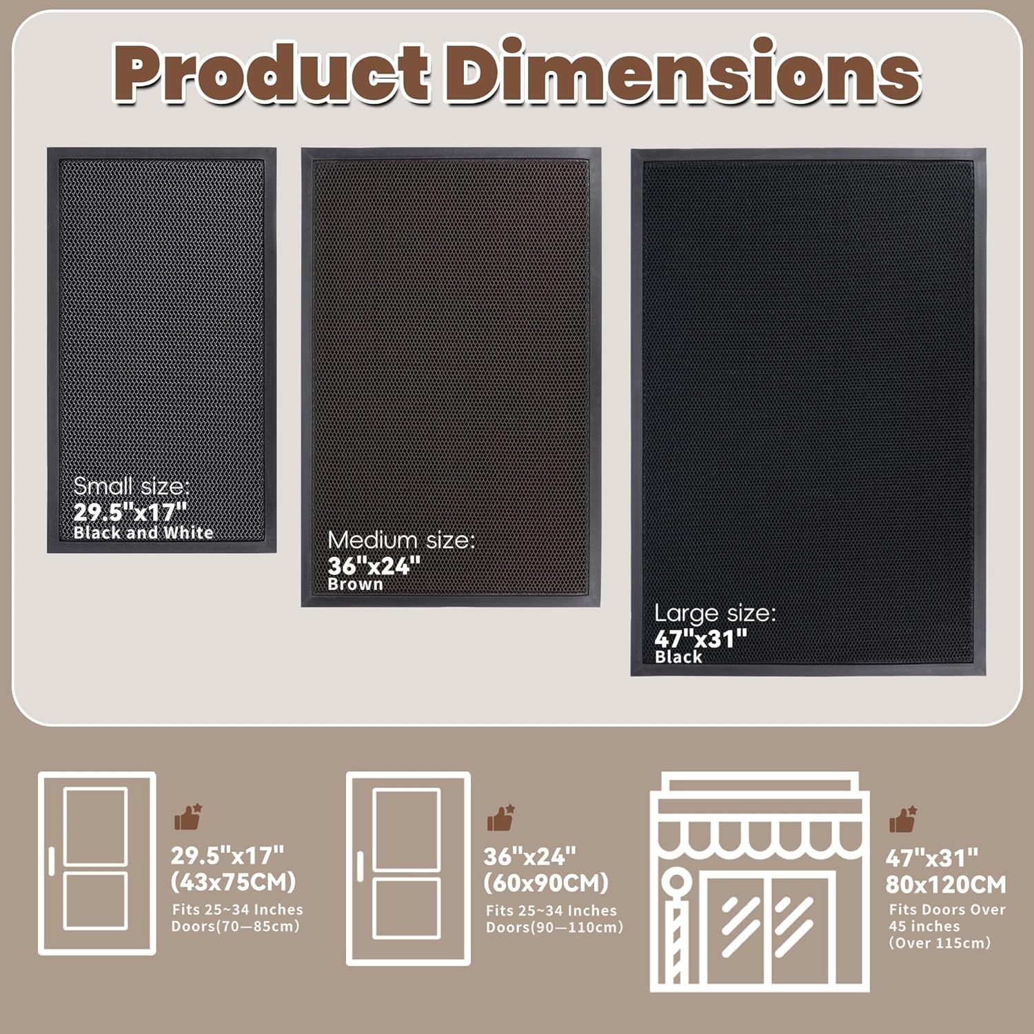 Outdoor Indoor Door Mats for Entryway, Heavy Duty and Durable All-Weather Entry Mat, Low Profile, Non-Slip and Easy Clean Outdoor Doormat for Entrance, Patio and Garage (Black 36"x24")