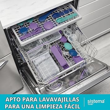 Sistema To Go Multi Split Meal Prep Containers | with Dividers and Clips | 820ml | BPA Free | 5 Food Storage Containers