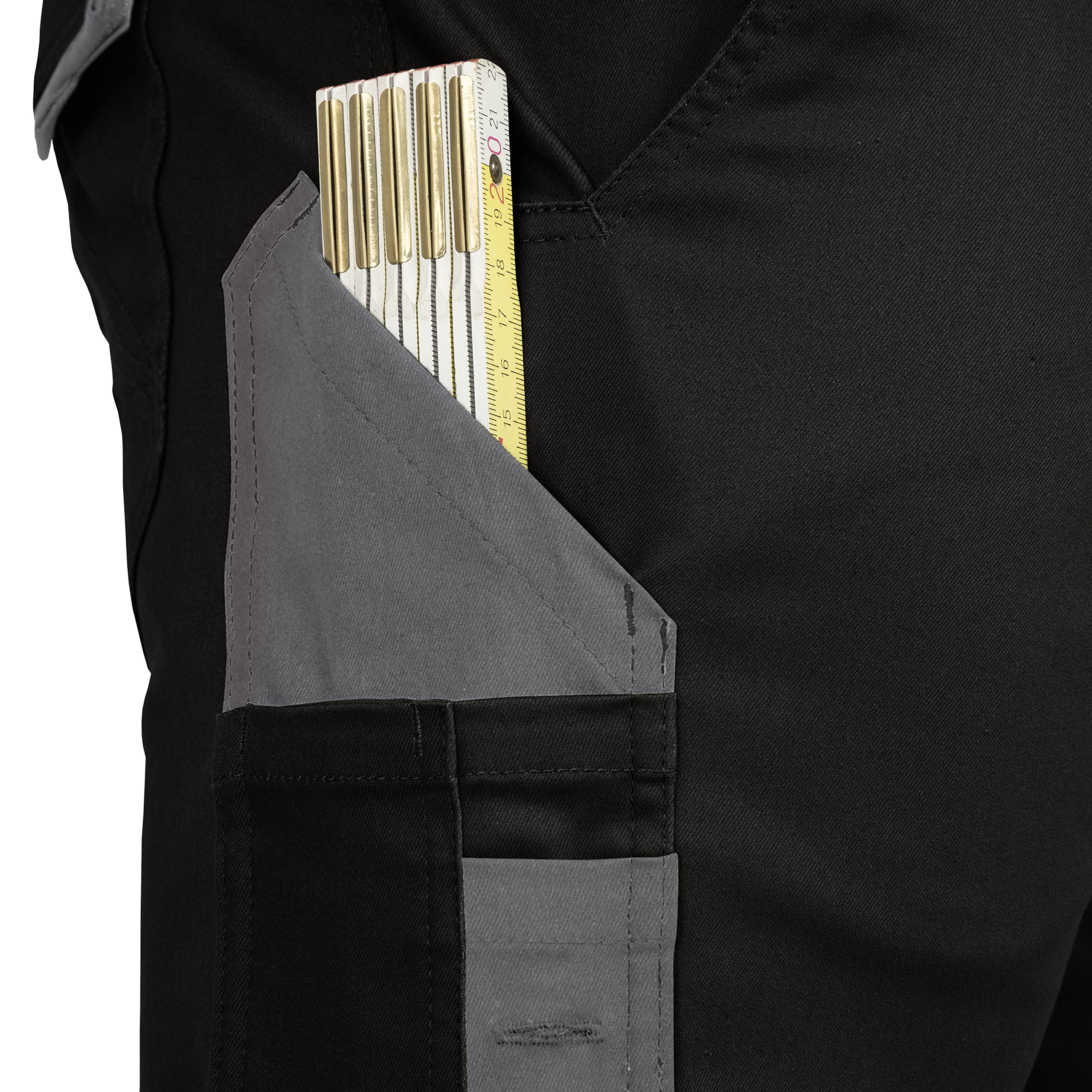 LEIB WÄCHTER Flex-Line Arbeitshose Bundhose Premium schwarz-grau mit Spandex (25)