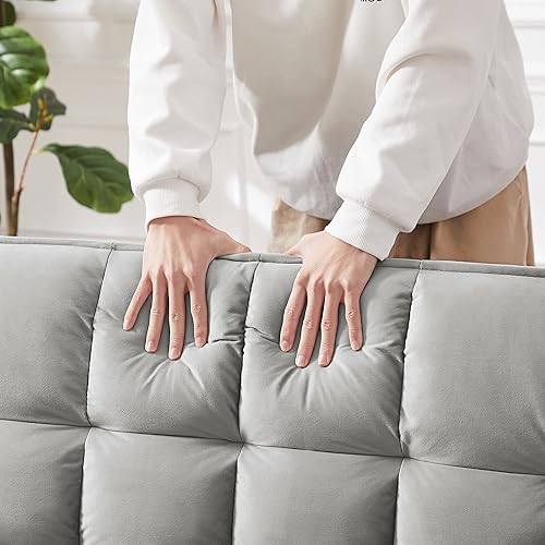 Miniatura 6 de Sofá cama convertible de 55 pulgadas de terciopelo 3 en 1 con cama extraíble, respaldo reclinable, almohadas y bolsillos, sofás futón, 55.2 pulgadas