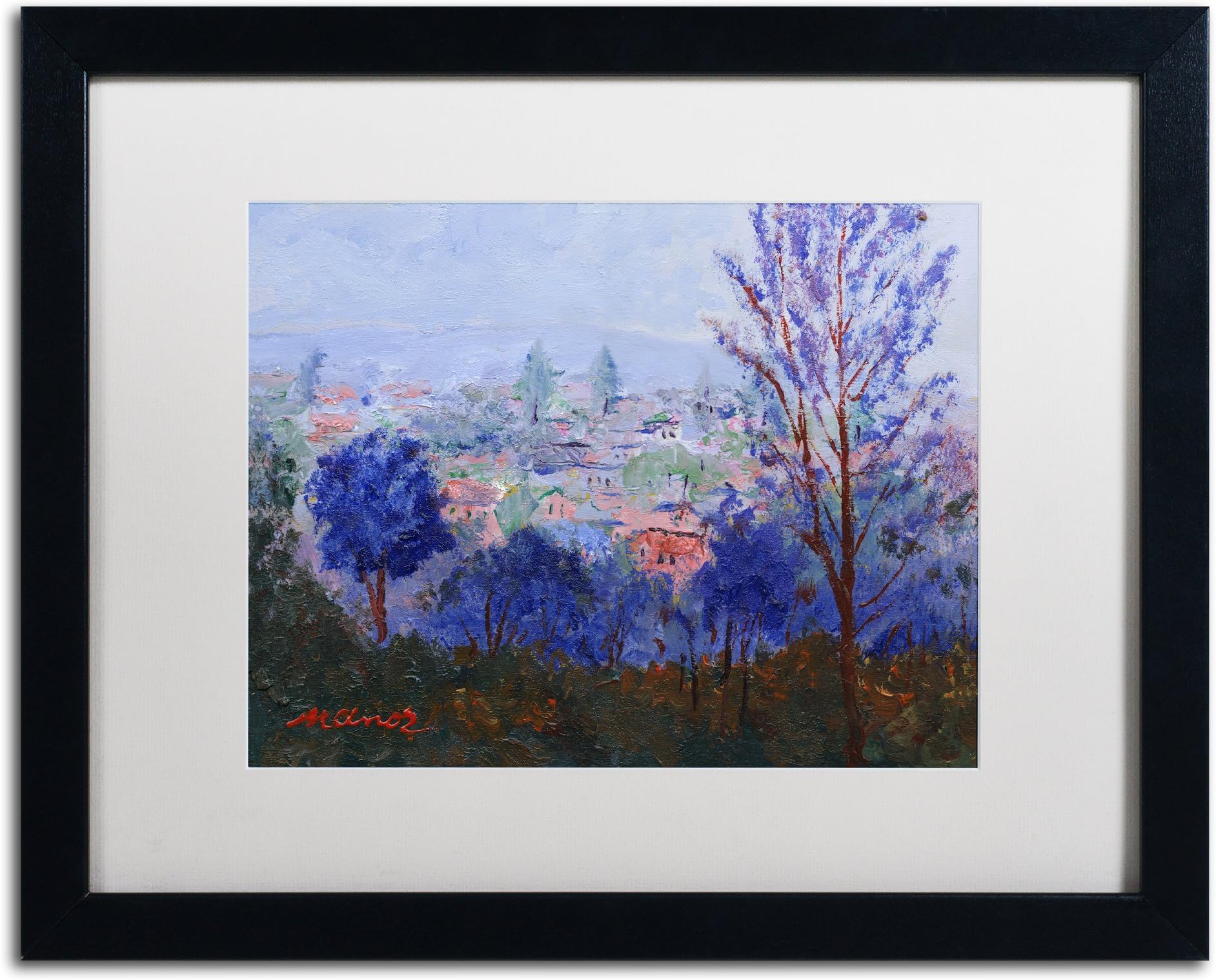 Trademark Fine Art Mystic Town Framed Artwork by Manor Shadian, 16 by 20", White Matte/Black Frame