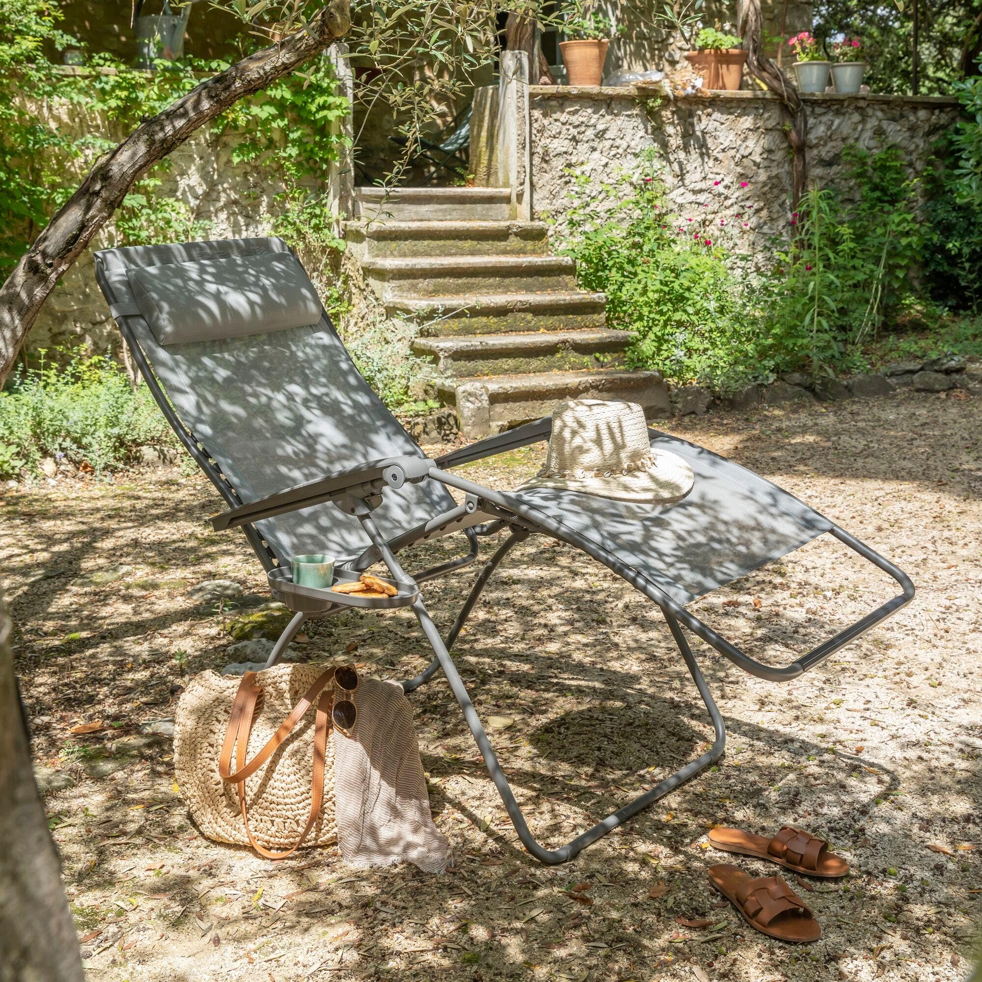 Lafuma - Fauteuil Relax Zéro Gravité XL | Fabriqué en FRANCE - Garantie 5 ans - Gris - Maintien ferme de tout le dos, Résiste aux UV et à la pluie