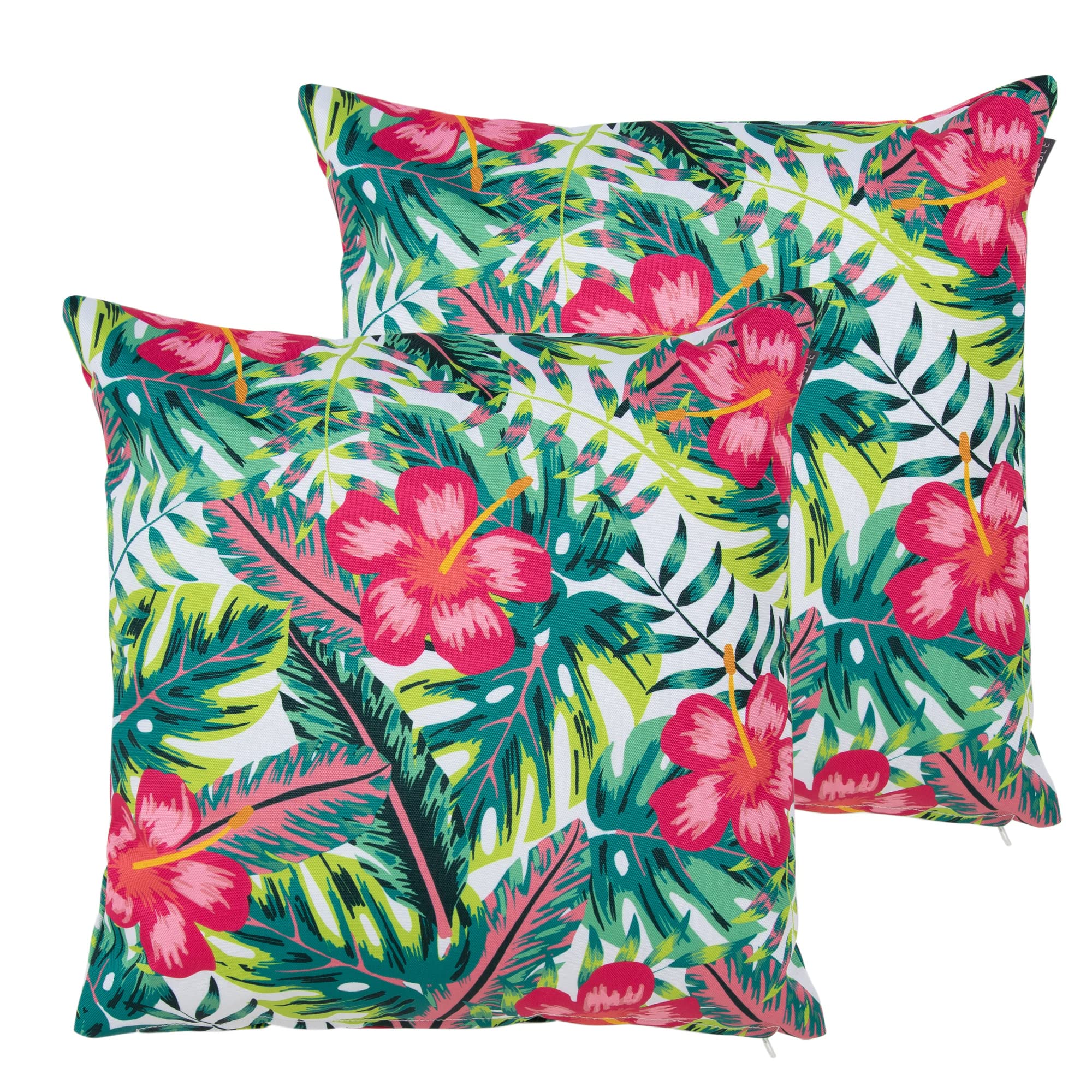 Tropical Pink Flower Outdoor Cushion (Set of 2) - White