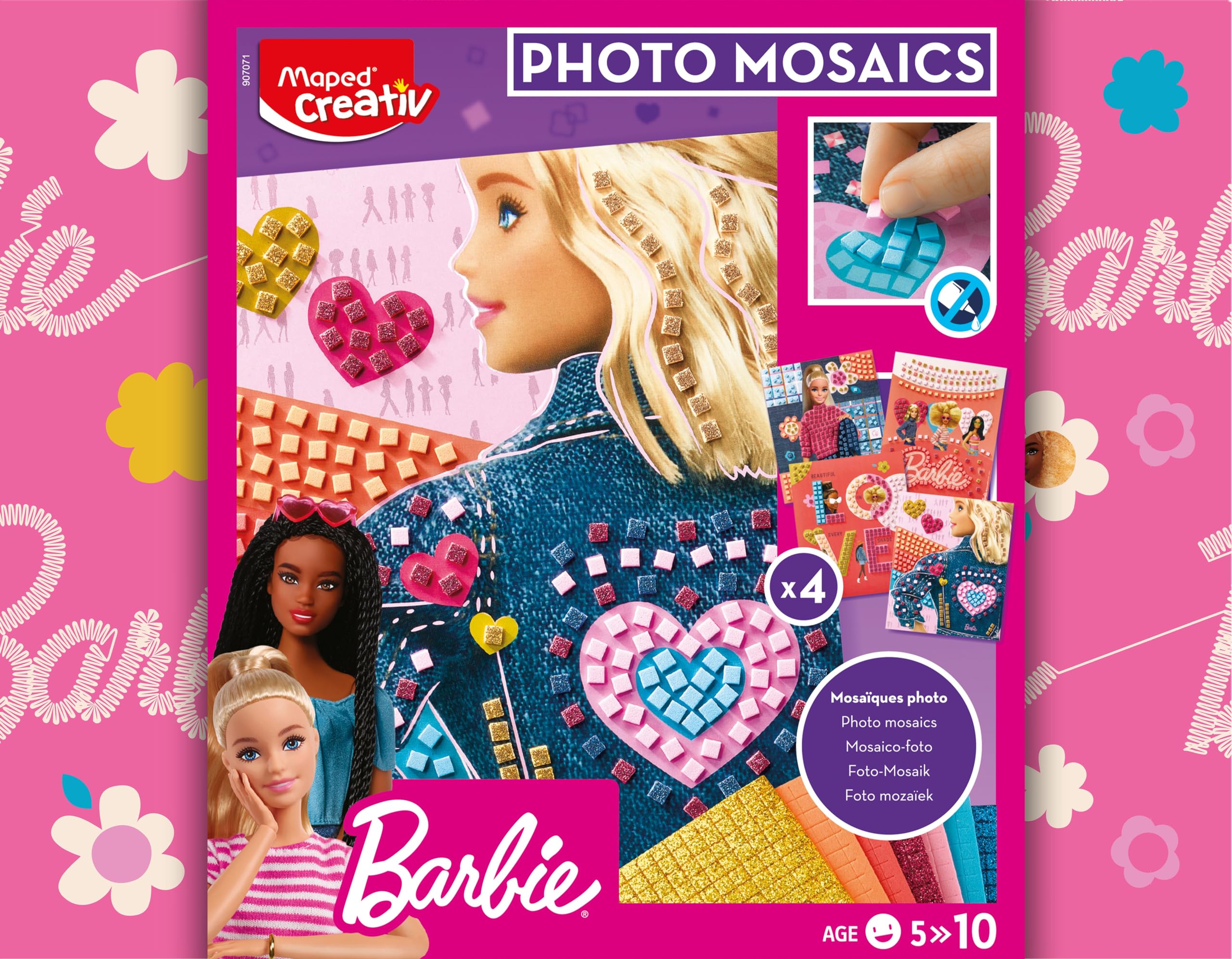 Maped CREATIV Photo Mosaics Barbie – Kit Mosaico Autoadesivo Per Bambini 5+, Con 4 Cartoncini E 8 Fogli In Schiuma EVA - 4