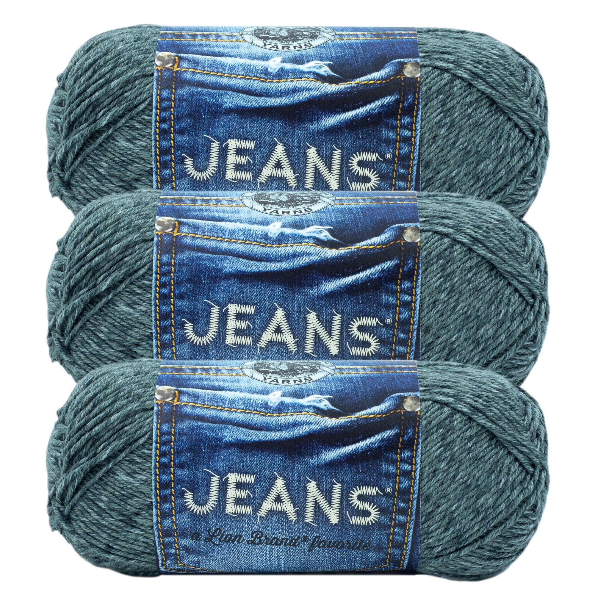 Lion Brand Yarn, Jeans Soft Knit & Crochet Yarn, Vintage, Gray, 3 Pack