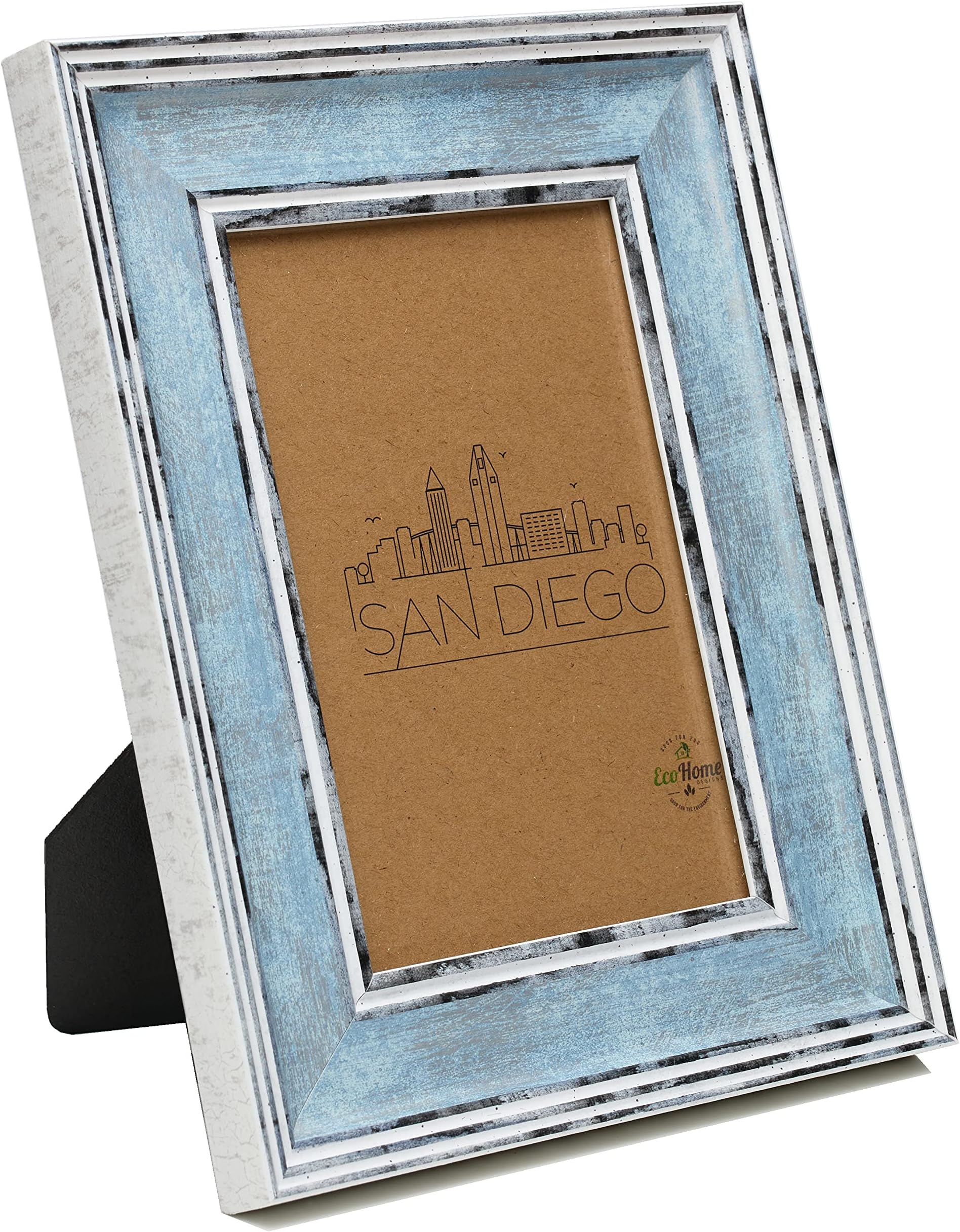 4x6 Picture Frame Distressed Blue - Mount Desktop Display, Frames by EcoHome