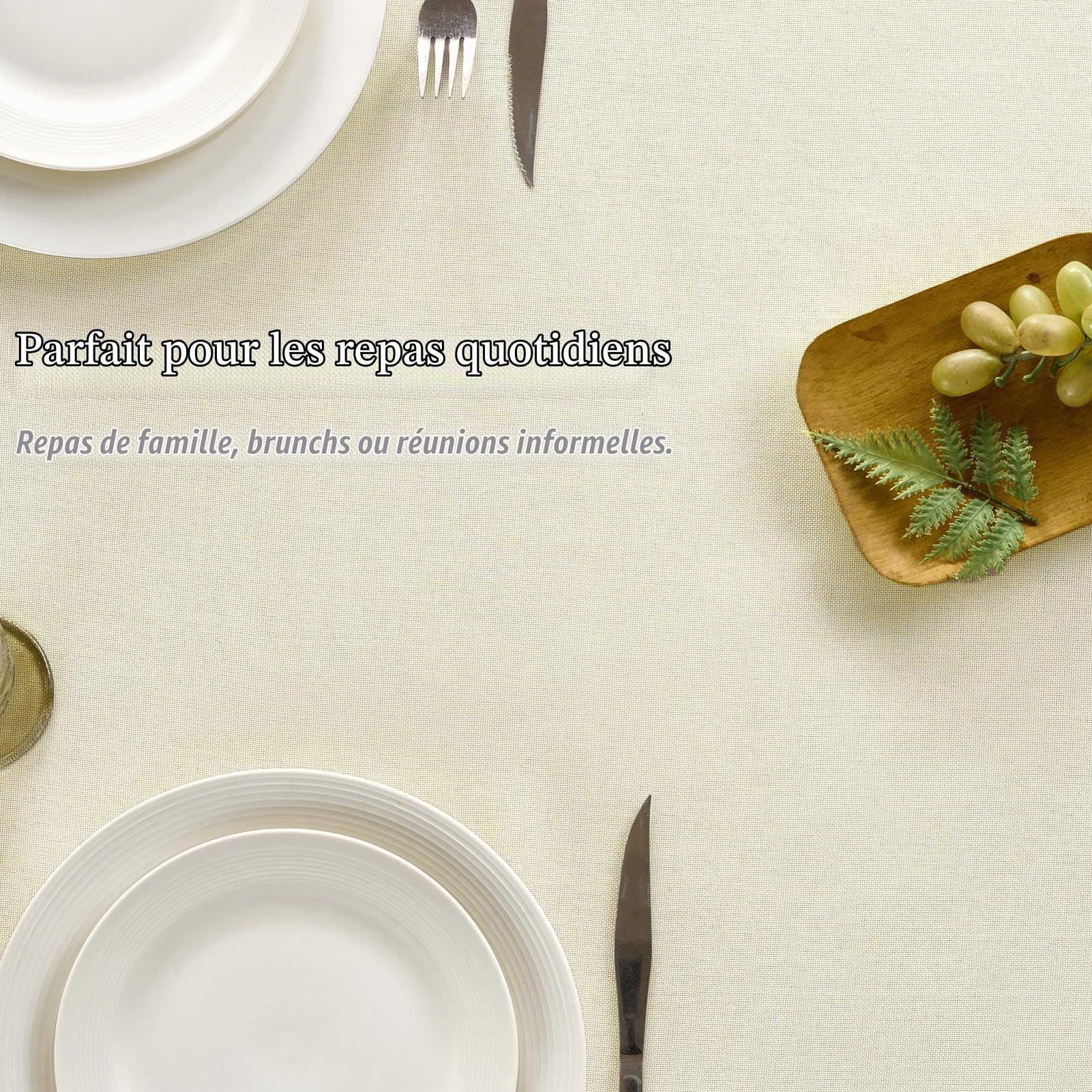 Grande Nappe Rectangulaire 350 x 150 cm Extérieur Anti Tache Nappes Beige en Aspect Lin Déperlante Protection de Moderne Table pour Printemps,Jardin,Mariage,Pâques,Fête,Camping,Cuisine