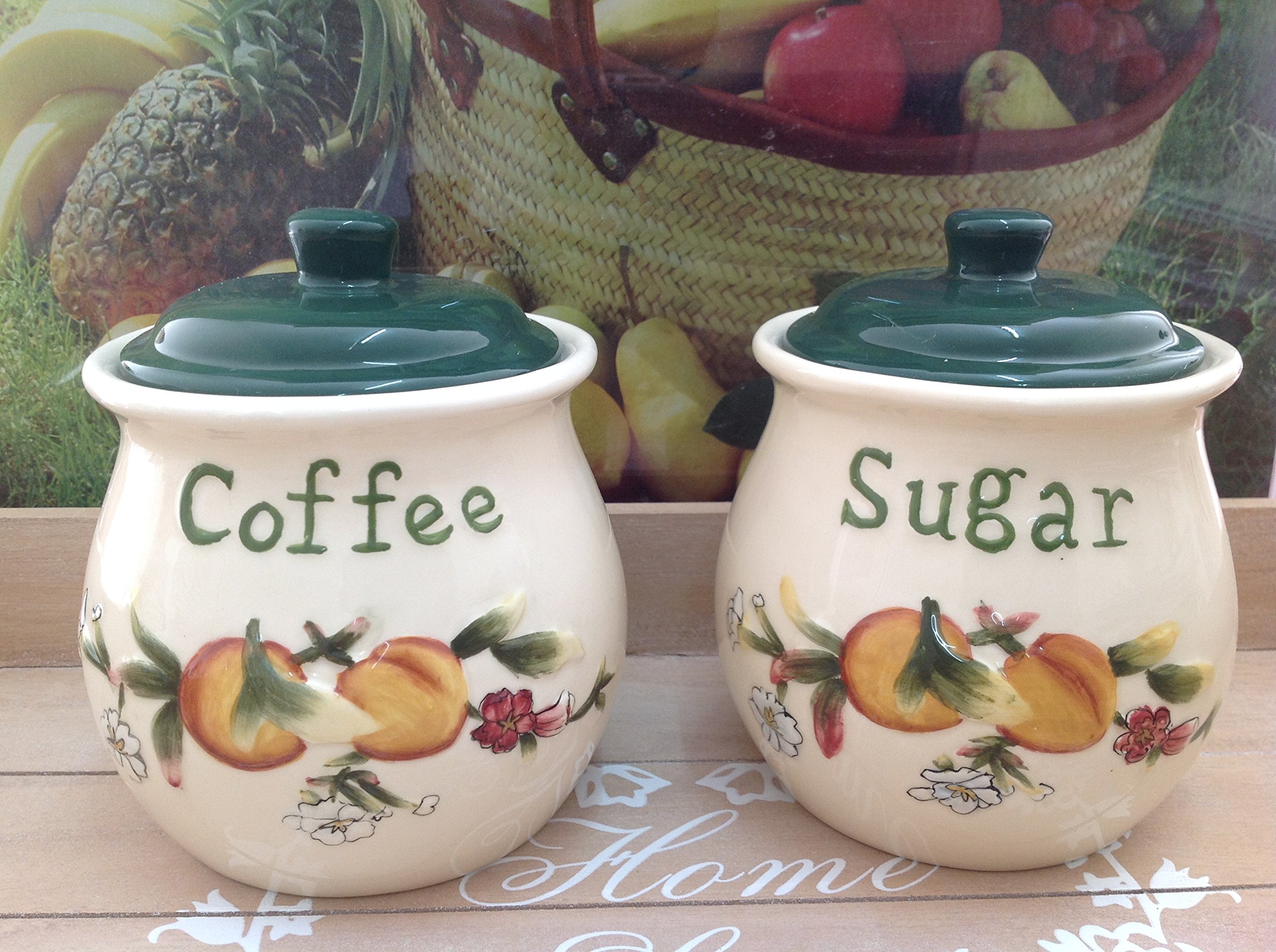 Alices Collection Coffee And Sugar Canisters With Airtight Lid Jar
