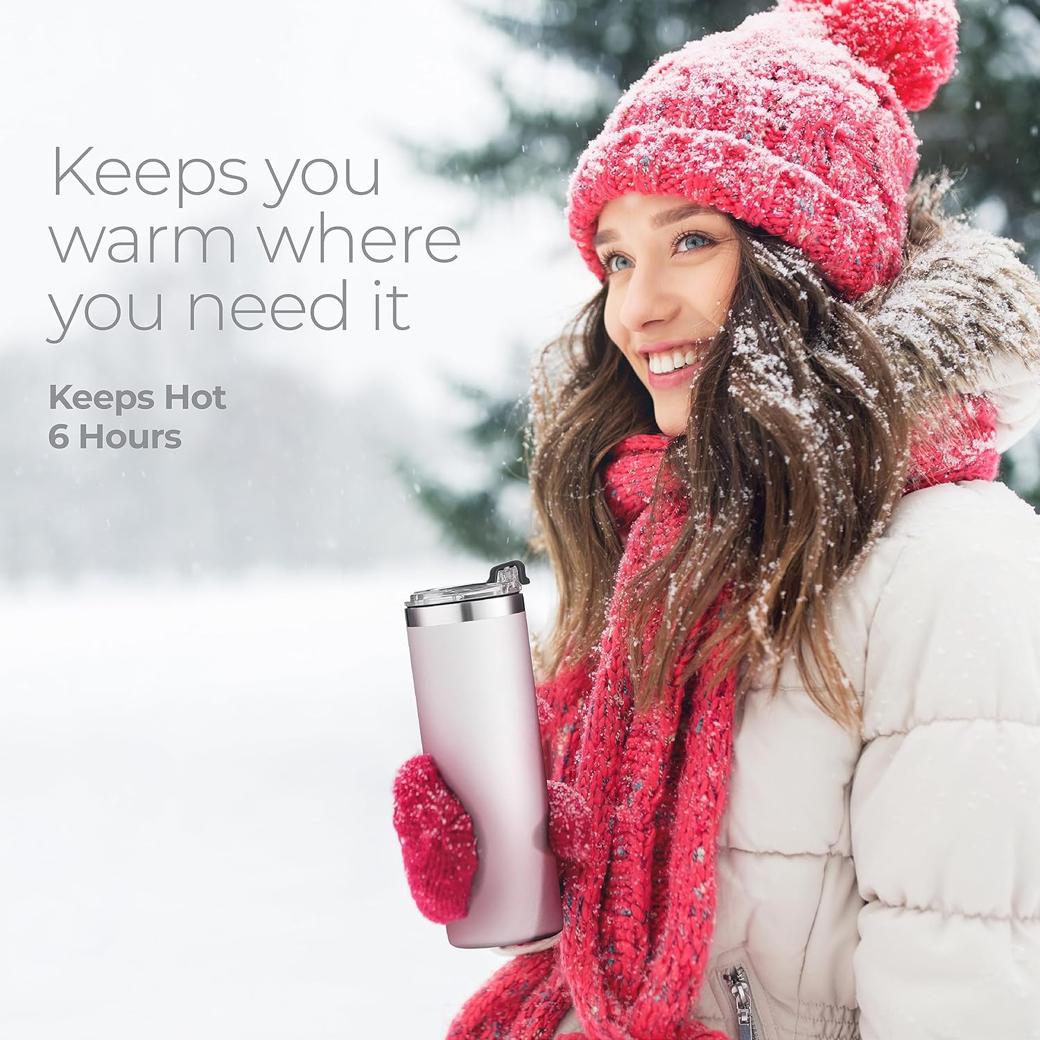 SIPX™ 18 oz Slim Insulated Tumbler with Lid & Straw – Vacuum Insulated Stainless Steel, Leakproof, Cupholder Friendly – Perfect for Iced Coffee, Water & Travel – White - Image 8