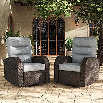 LayinSun Oversized Wicker Outdoor Swivel Glider Recliner