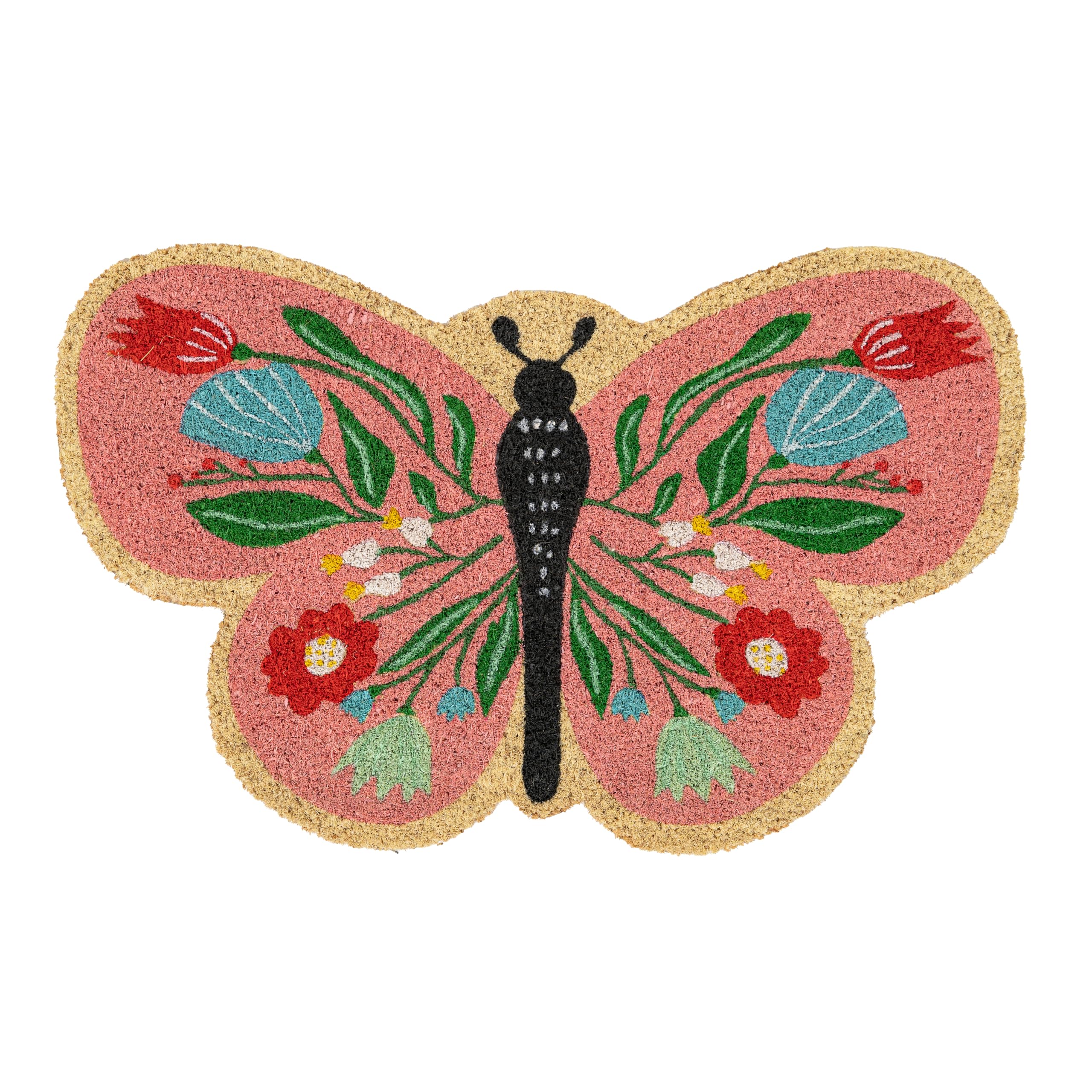 Paillasson papillon en fibre de coco Fisura 65x40 cm antidérapant pour l'entrée