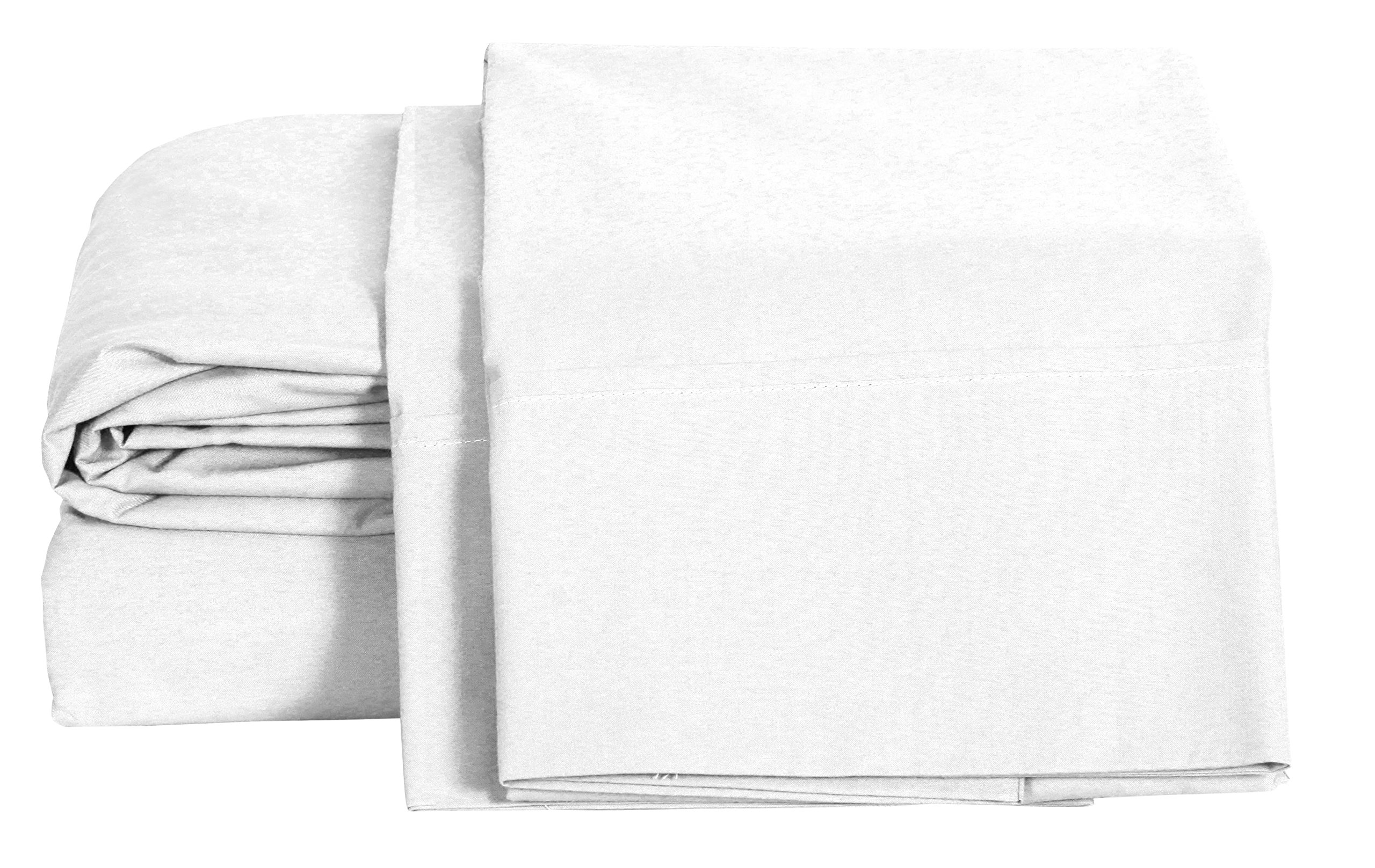 Linen Home 100% Cotton Percale Pillowcases King Size, White, 2 Pieces of Pillow Case, Crisp and Cool Strong Bed Linen, 20 inches X 40 inches