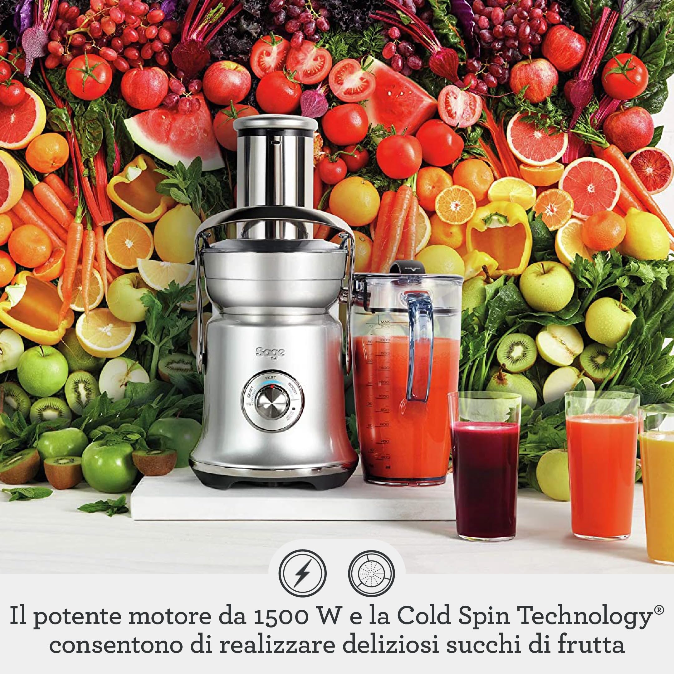 Sage - The Nutri Juicer Cold XL - Spremiagrumi, Frullatore - Acciaio Inox Spazzolato