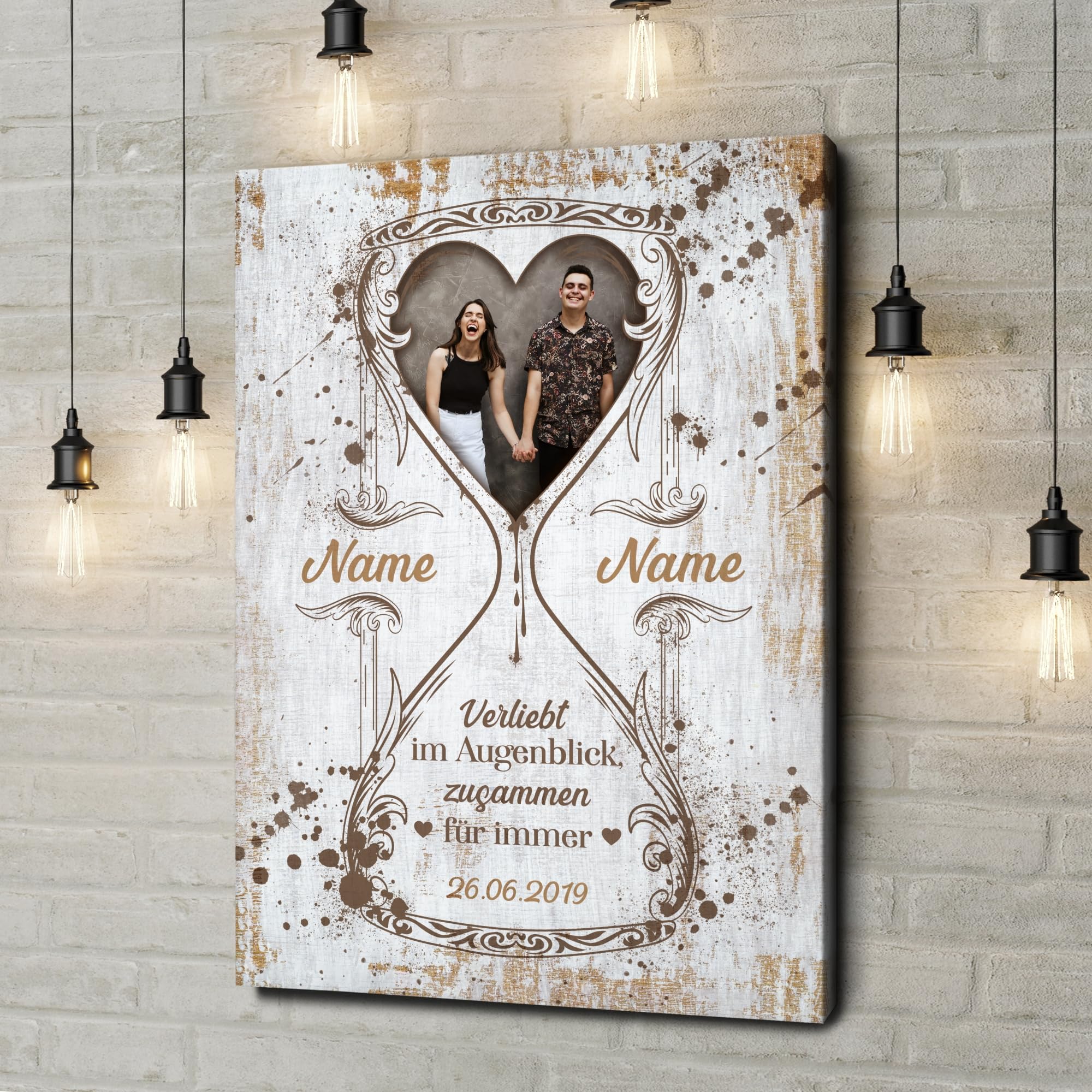 Liebesleinwand Personalisiertes Fotogeschenk für Partner Geschenk Jahrestag, Verlobung, Hochzeitstag | Leinwandbild mit eigenem Foto romantisch gestalten | Ewige Augenblicke