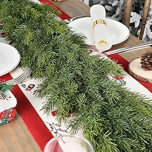 Artgar 6 Ft Realistic Christmas Cedar Garland, Thick Faux Green Garland, Real Touch Artificial Greenery Pine Garlands for Home Table Mantle Stairs Railing Window Outdoor Holiday Xmas Decor