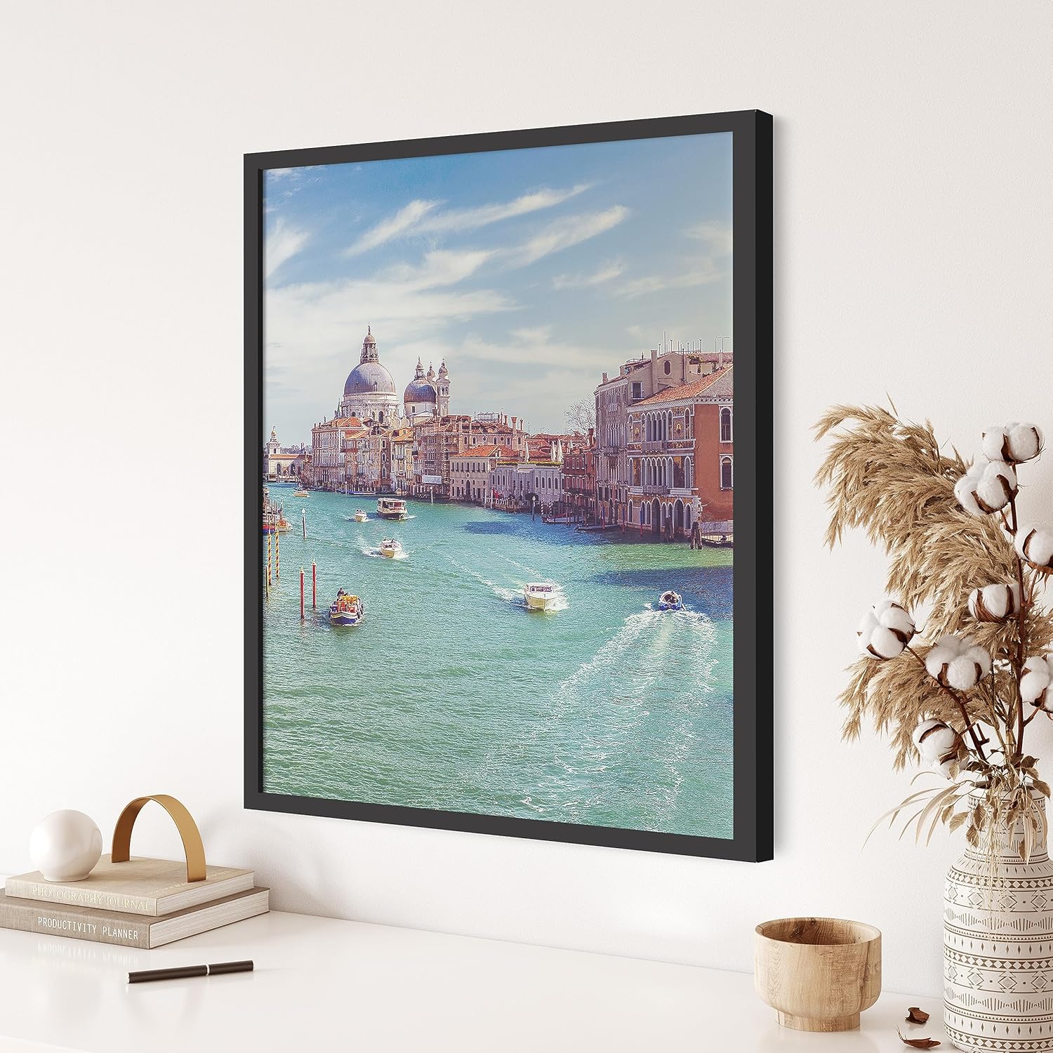 Venice Panoramic Photography Prints, Unframed, Set of 3, Boats, Canal, Coastal Home and Wall Decor, 8x10 Inches