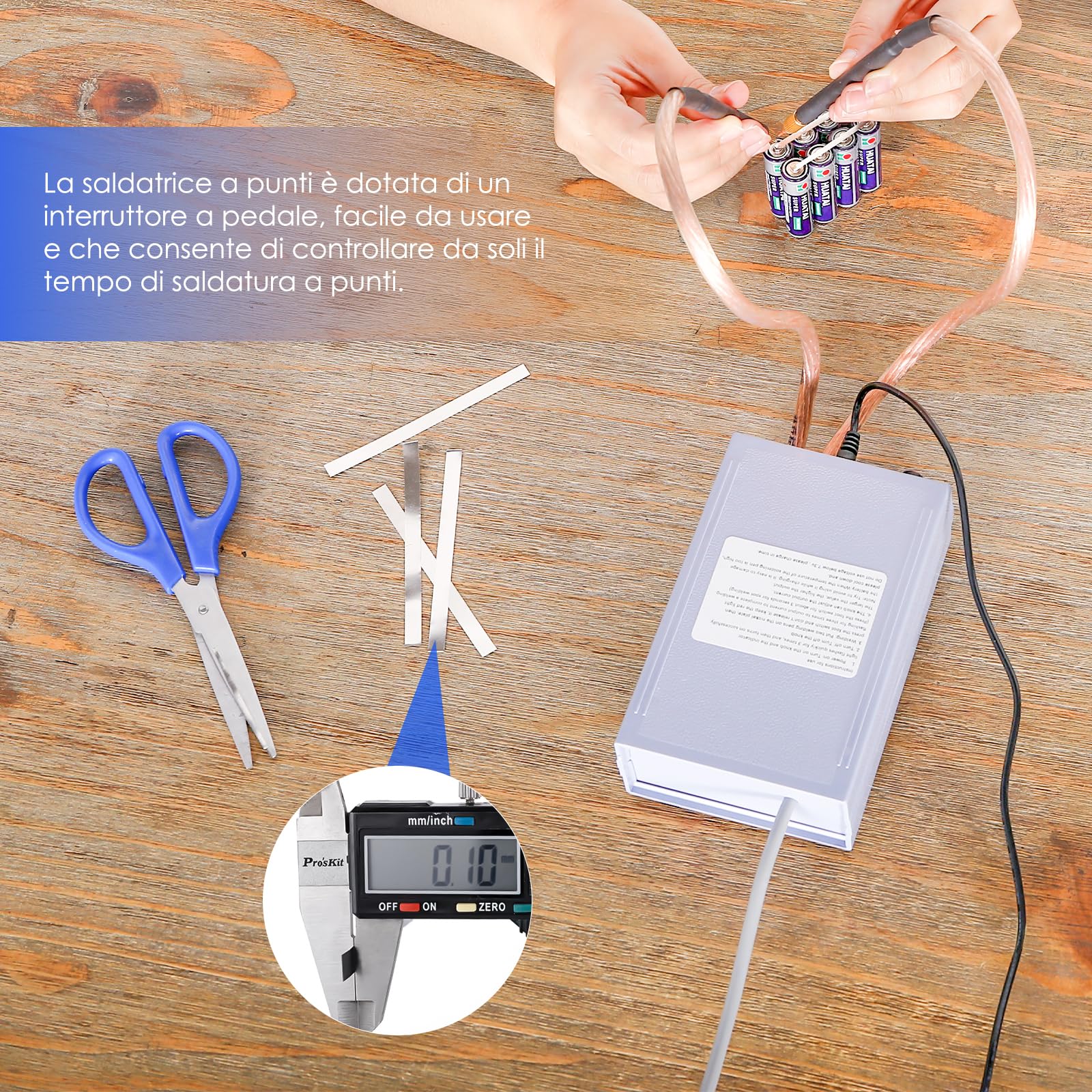 Weytoll Saldatrice a punti 18650, batteria fai da te, 5000 W, 6200 mAh, mini 0-800 A, corrente regolabile, saldatrice a punti per batteria 18650