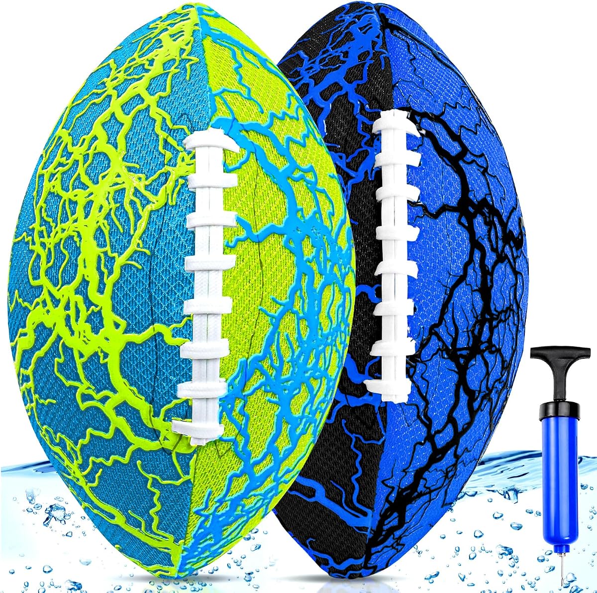 Jasonwell Pool Beach Water Football – Paquete de 2 pelotas de fútbol impermeables con agarre fuerte para todo tipo de clima, juguetes de piscina, juegos de playa, deportes al aire libre, juguetes de Navidad, regalos de cumpleaños para niños, adolescentes y adultos