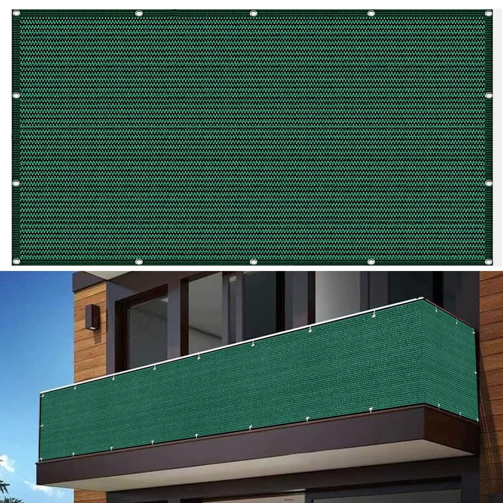 Frangivisto Balcone Recinzione 200 x 145 cm Raggi UV Antistrappo Antivento, Telo Recinzione Giardino Esterno con Occhielli, per Giardino Esterno, Verde Scuro