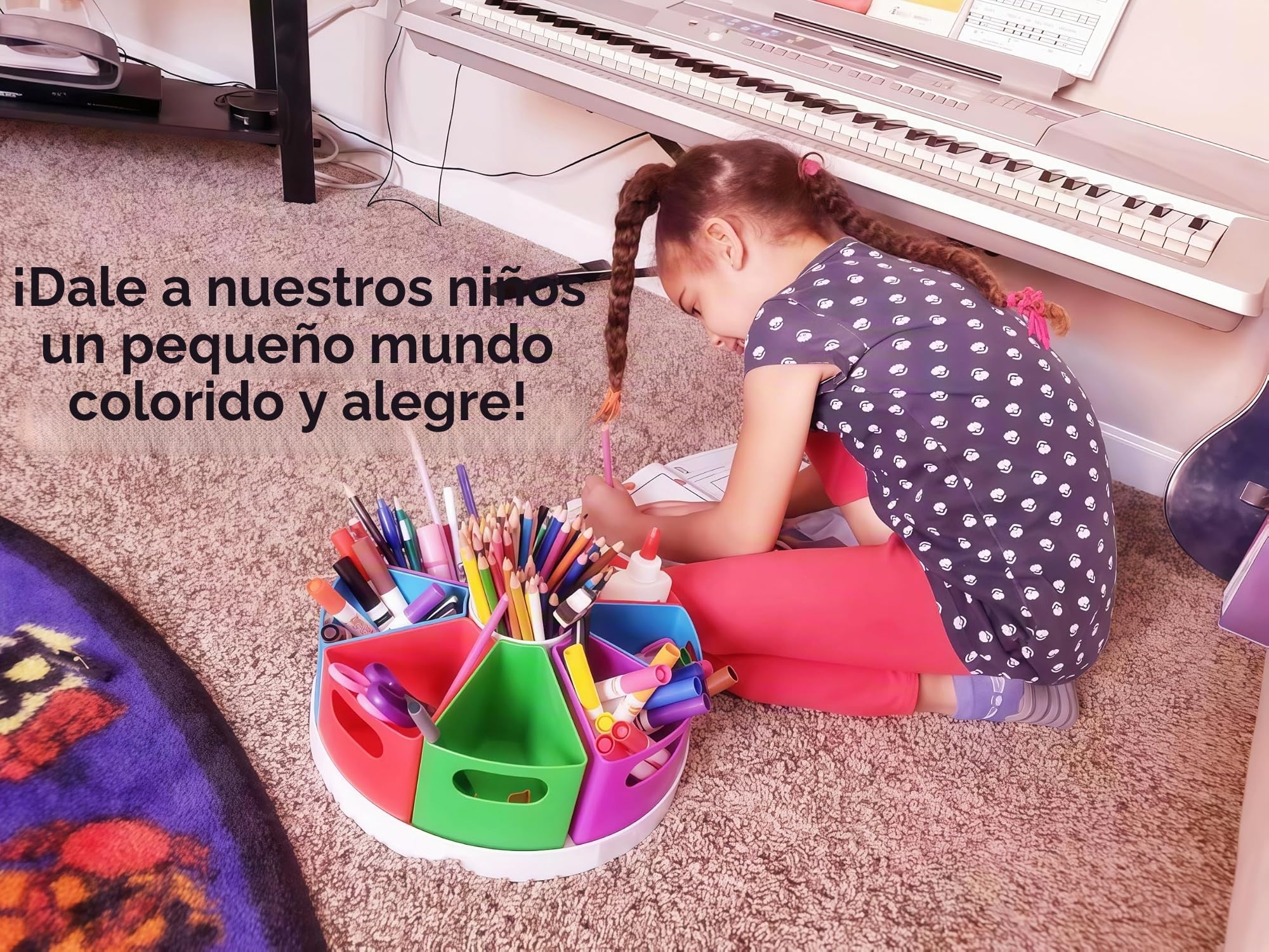 Portalapices Escritorio Giratorio, Organizador de Escritorio con 9 compartimentos, Multifuncional Portalápices de escritorio para Oficina, Hogar, Escuela
