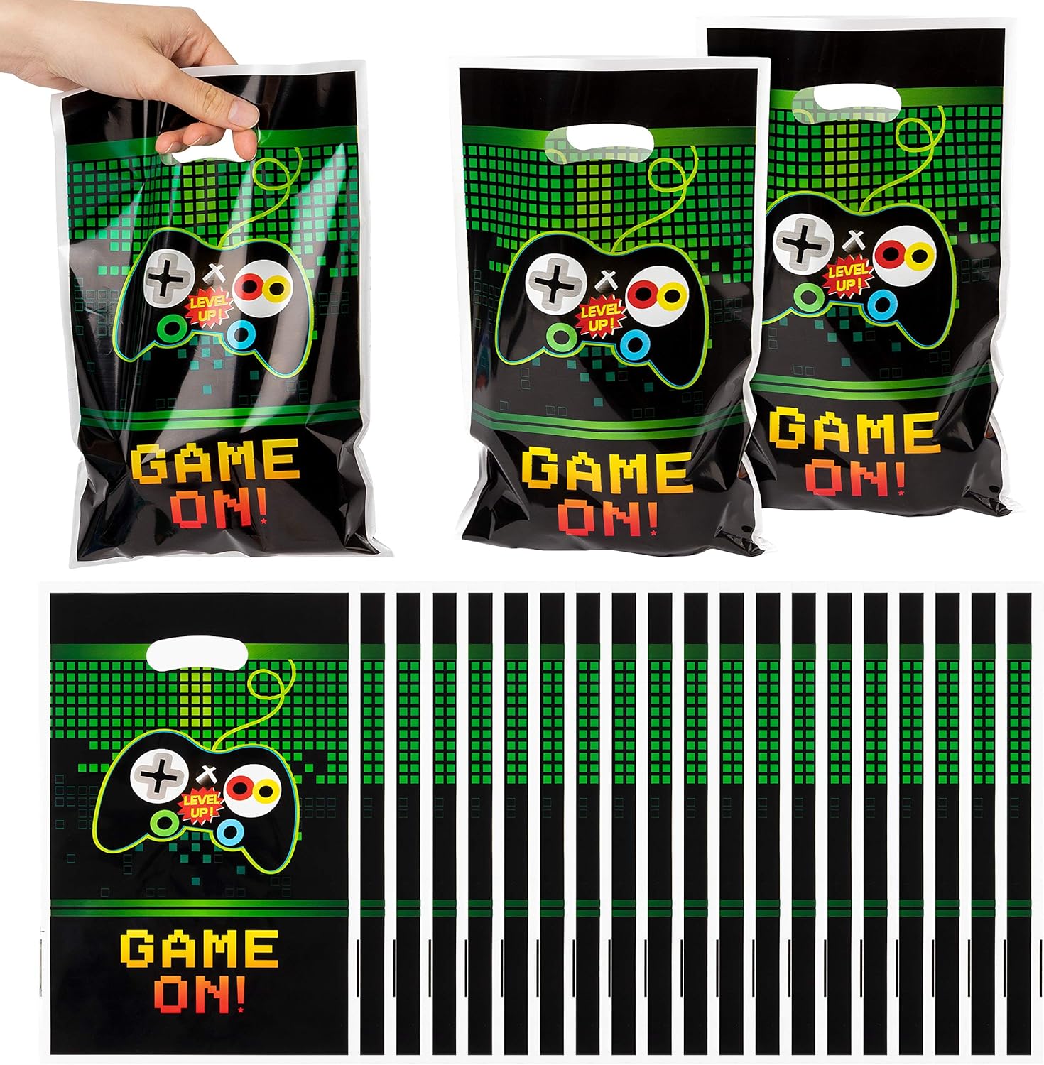 PANTIDE Video Games Party Favor Bags, Game On Plastic Loot Gifts Bags, Gaming Goody Candy Treat Bags for Video Game Themed Birthday Party Supplies Decorations, Set of 50 PANTIDE Video Games Party Favor Bags, Game On Plastic Loot Gifts Bags, Gaming Goody Candy Treat Bags for Video Game Themed Birthday Party Supplies Decorations, Set of 50