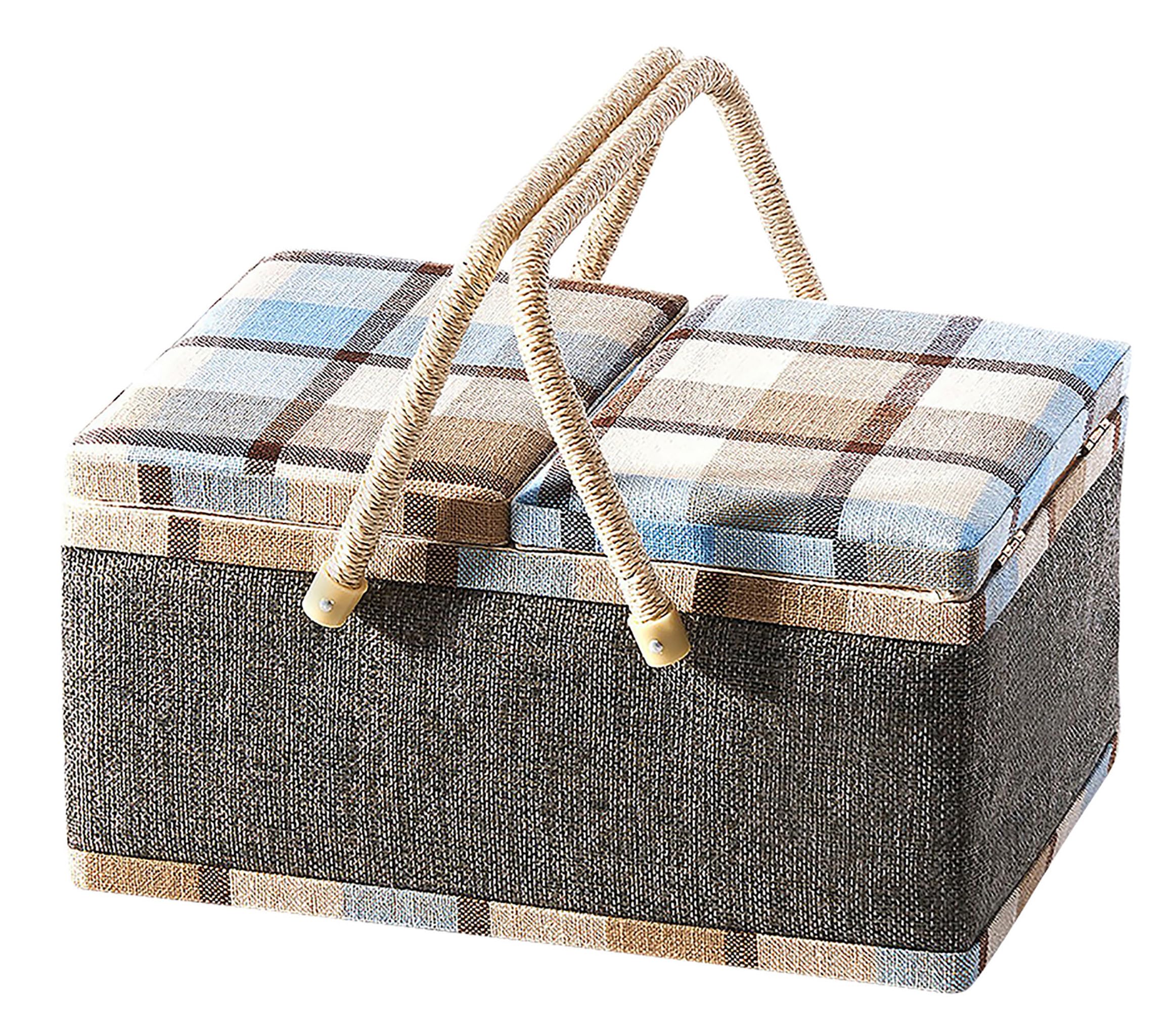 Kobolo Nähkästchen Nähkorb Nähkörbchen Nähkasten 33x23x17 cm Grau