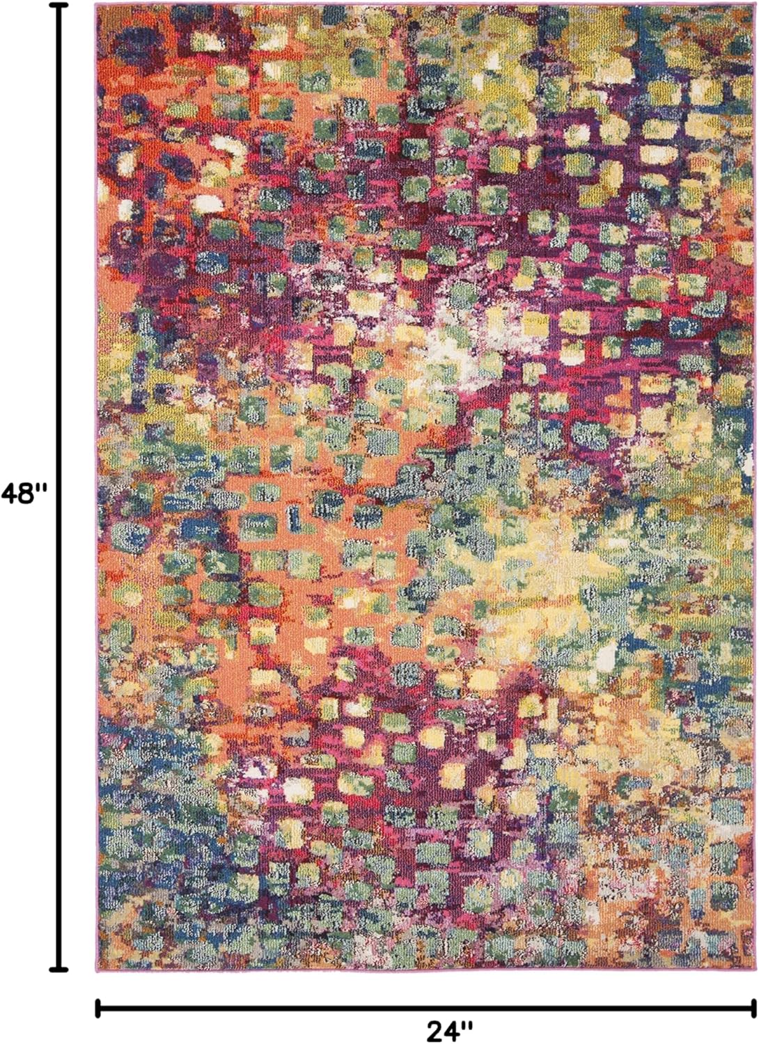 SAFAVIEH Madison Collection Accent Rug - 2' x 4', Fuchsia & Gold, Boho Abstract Distressed Design, Non-Shedding & Easy Care, Ideal for High Traffic Areas in Entryway, Living Room, Bedroom (MAD425D)
