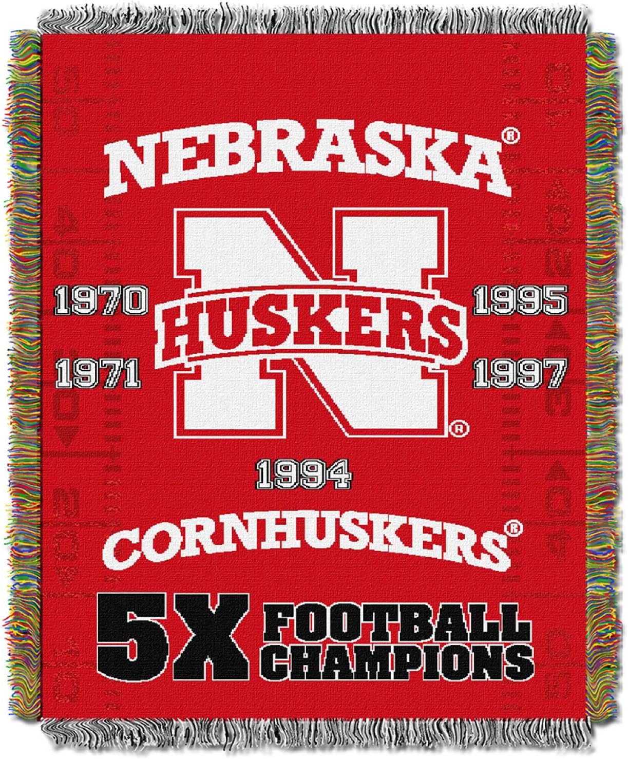 Officially Licensed NCAA "Commemorative" Woven Tapestry Throw Blanket, 48" x 60", Multi Color