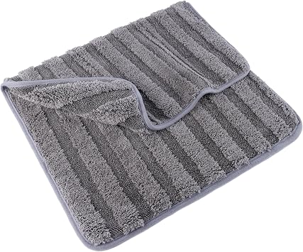 POLYTE Twist Yarn and Fleece Microfiber Drying Towel 16x24, Gray