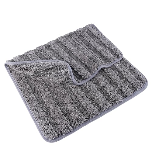 POLYTE Twist Yarn and Fleece Microfiber Drying Towel (16x24, Gray)
