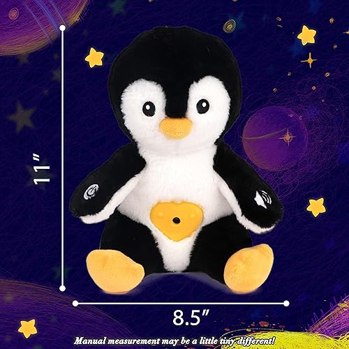 Miniatura 3 de Cuteoy Proyector de estrellas de pingüino de peluche, luz nocturna musical ajustable, animales de peluche, juguetes de peluche brillantes, regalos
