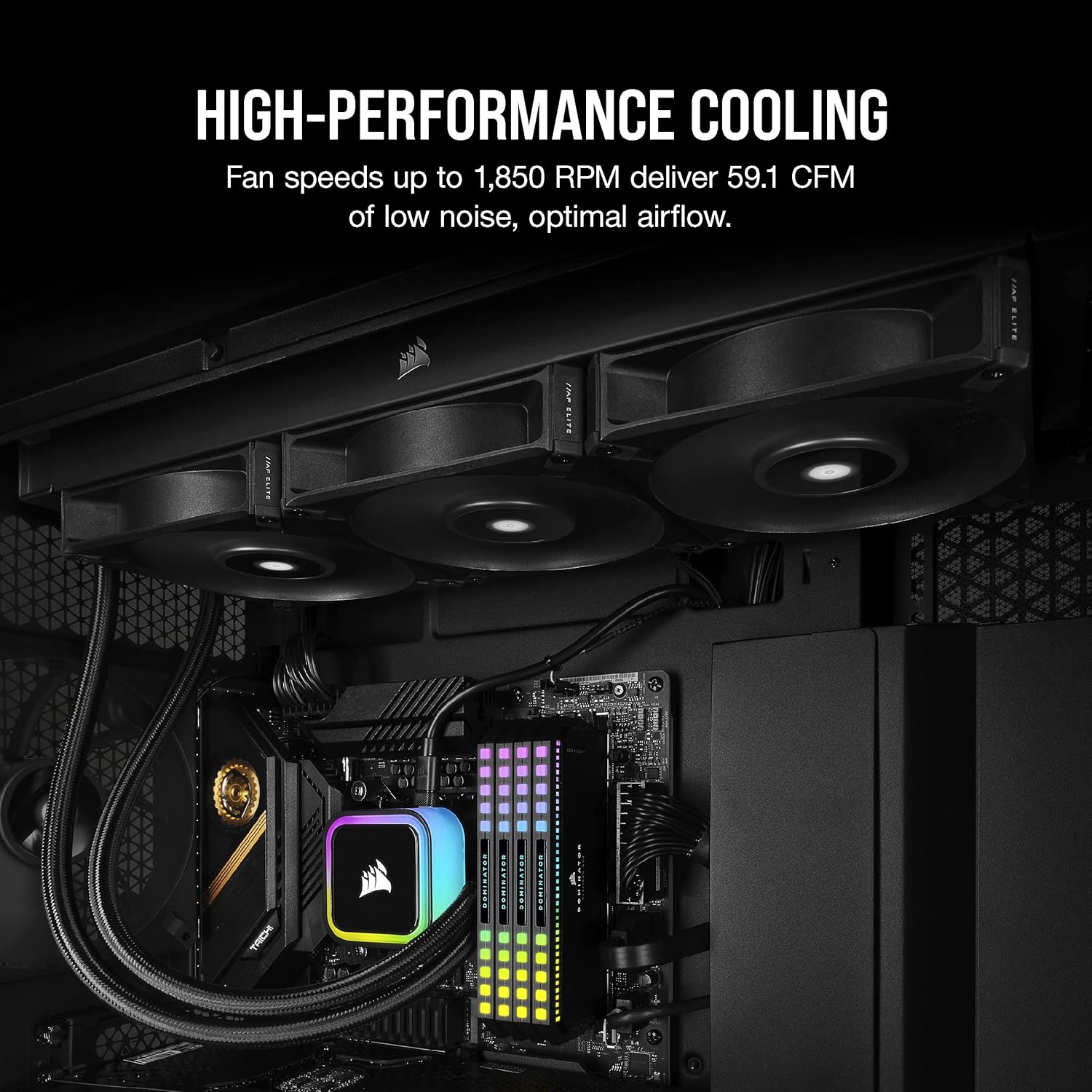 Corsair AF120 Elite, High-Performance 120mm PWM Fluid Dynamic Bearing Fan with AirGuide Technology (Low-Noise, Zero RPM Mode Support) Single Pack - Black : Electronics