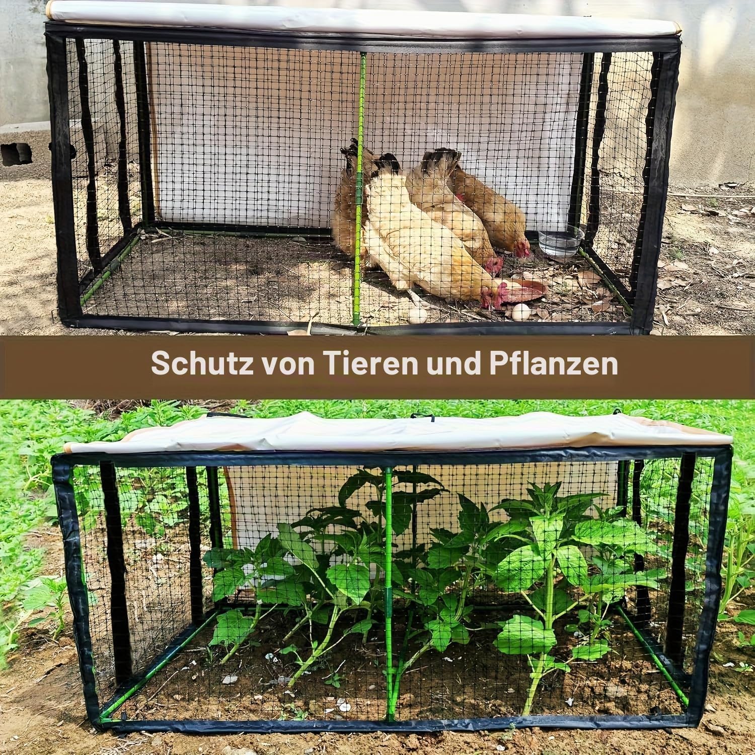 Beweglicher Hühnerhofzaun mit Wasserdicht Abdeckung, 4.13x2.17x2.17 ft Pe kleintiergehege für Hühner ,Für Hühner, Enten, Kaninchen Und Kleine Tiere, Innen- und Außenbereiche