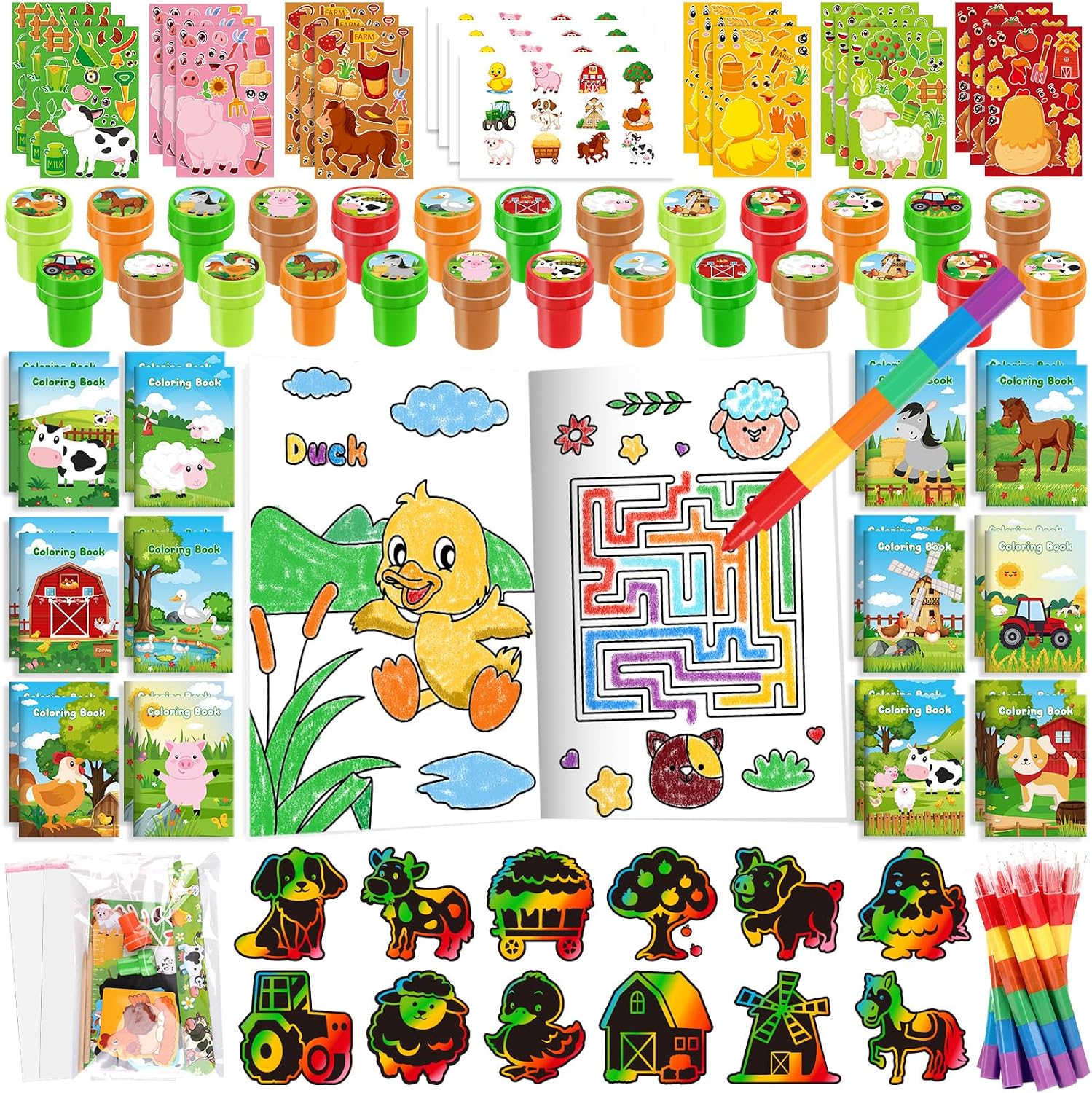 BenLouis 84Pcs Farm Animal Coloring Set Party Favors for Kids