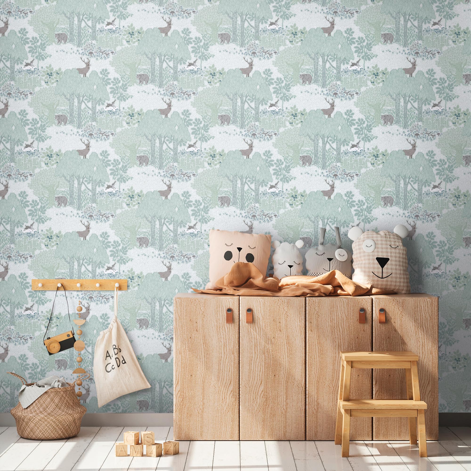 A.S. Création papier peint intissé à motif forêt en marron, vert, blanc – papier peint forêt 10,05 x 0,53 m – 771331