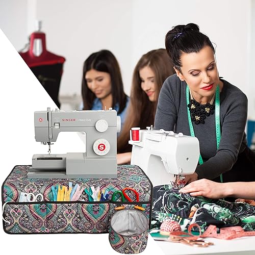 Miniatura 13 de PACMAXI Almohadilla para máquina de coser para mesa con bolsillos, tapete resistente al agua, organizador para accesorios de máquina de coser