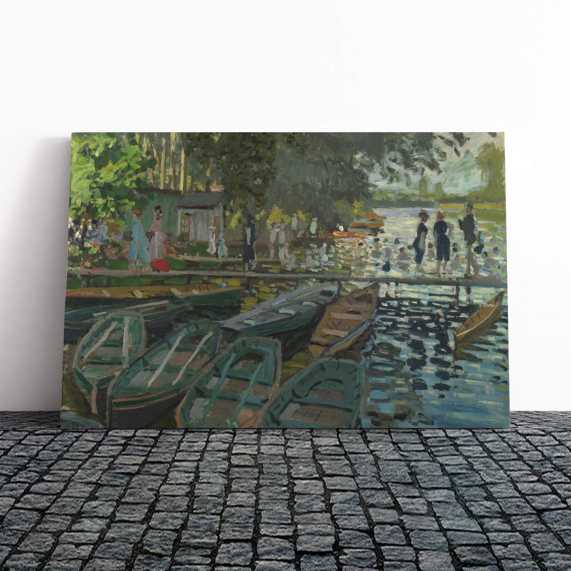 Claude Monet Bathers at La Grenouillere Canvas Print | Gallery Wrapped 30mm Frame Wall Art | 30x20 inches | Ready to Hang | Modern Picture | Living Room Bedroom Lounge Office