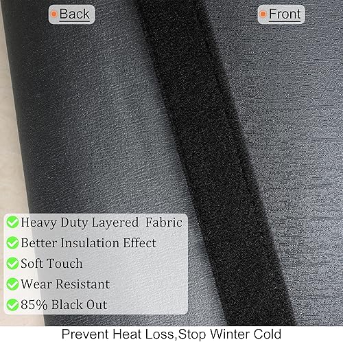 Miniatura 3 de Cortina magnética para puerta con aislamiento térmico, imanes de tira completa y tela de capas más gruesas, cortinas de cubierta de puerta temporal