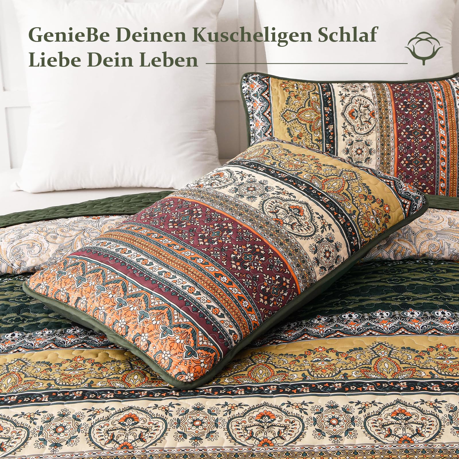 Heymybed Bettwäsche-Set Für King Size – Botanische Tagesdecke, 3-teilig, Weiche Mikrofaser – Wendbar & Für Alle Jahreszeiten