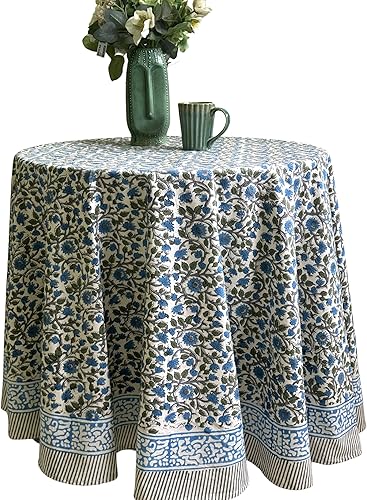 Miniatura 43 de ATOSII Amalfi - Mantel rectangular de otoño 100% algodón, bohemio, estampado a mano, para cocina, mesa de comedor, lino, decoración de otoño