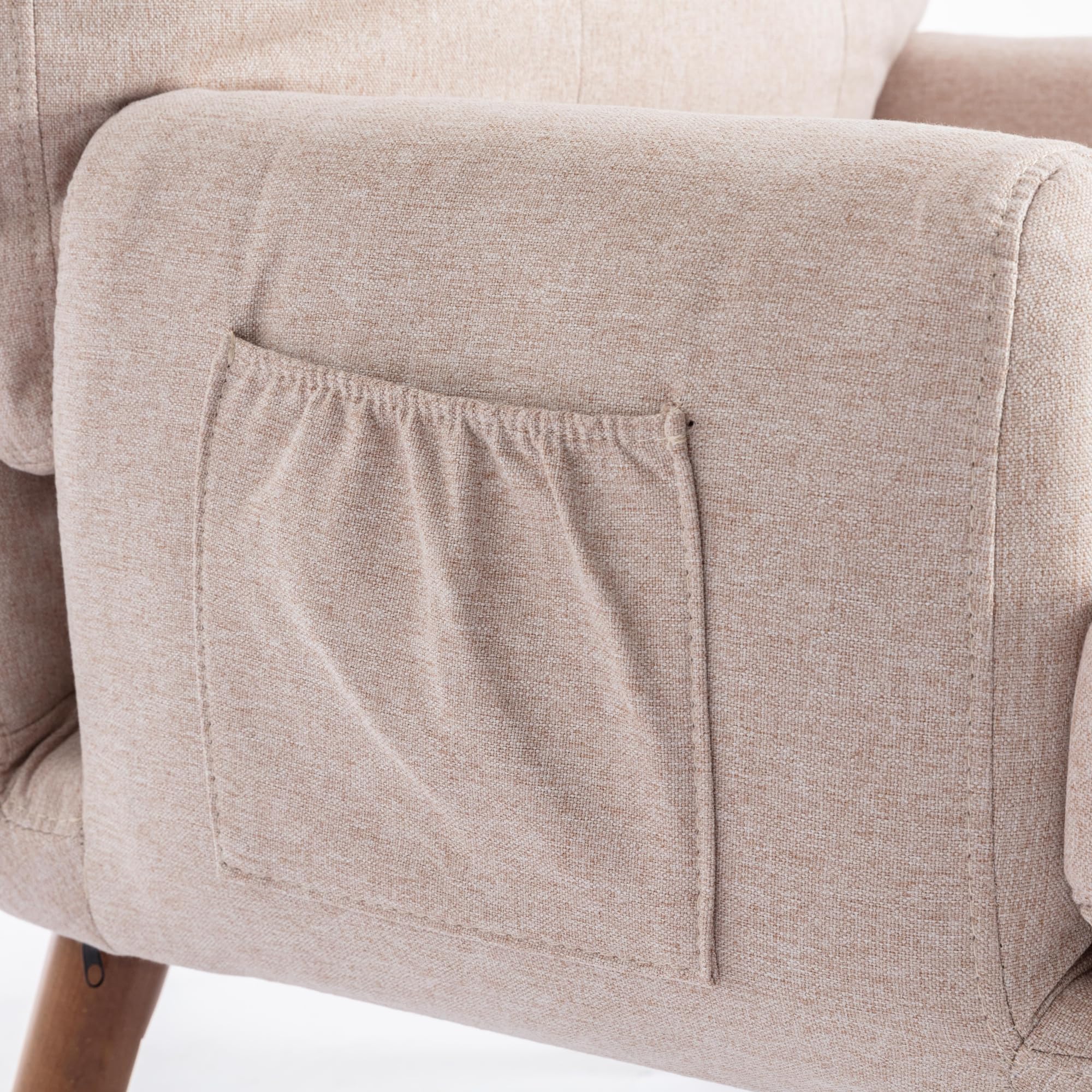 Merax Poltrona relax con funzione reclinabile a 10 livelli, comoda poltrona con sgabello, poltrona con tasche laterali, beige