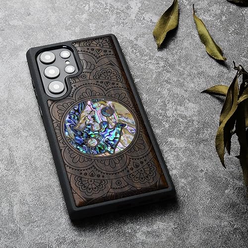 Miniatura 3 de Carveit Funda de madera de diseñador para Samsung Galaxy S23 Ultra (grabado en madera e incrustaciones de carcasa) compatible con cargadores