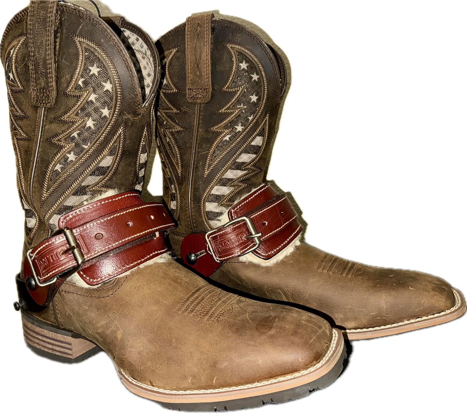 EPT Bull Ropes Adult Leather Spur Strap w Sheep Wool Pads 1 1/4" x 11" Brand